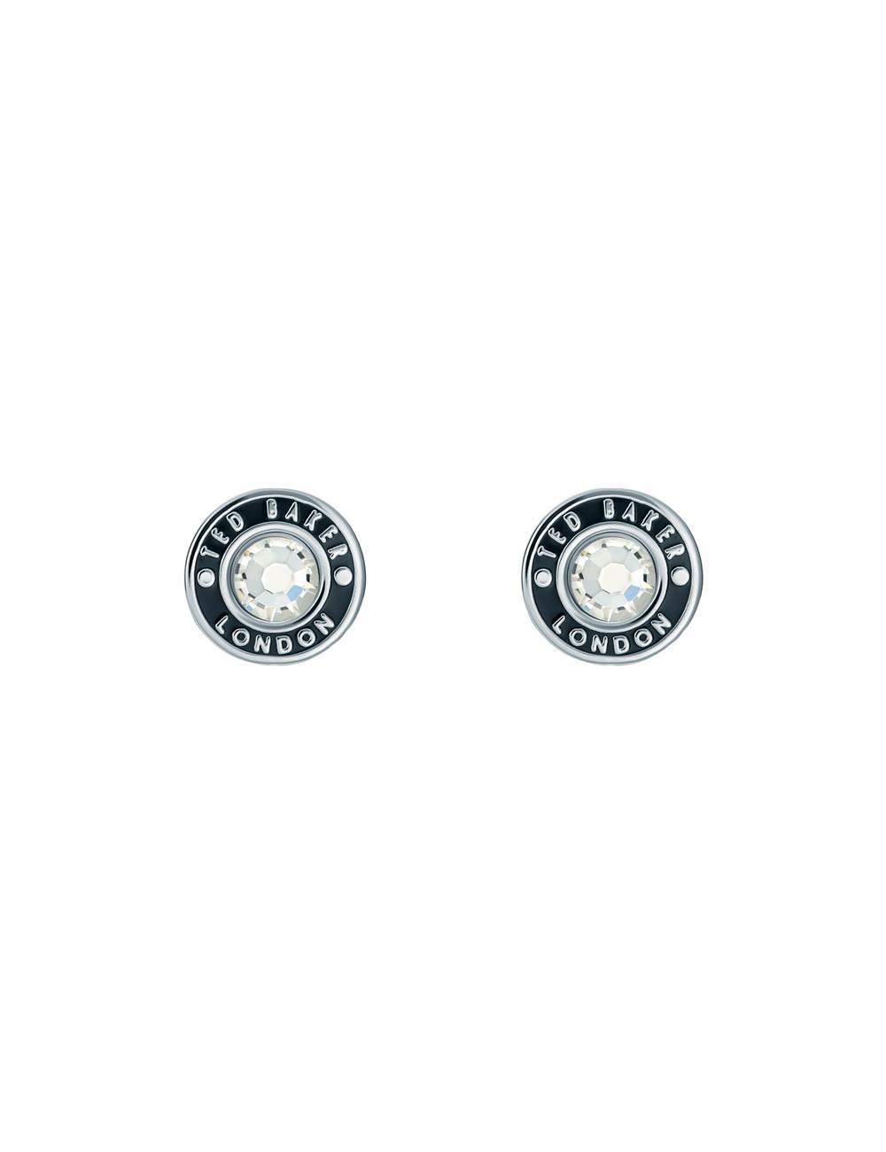 Silver Ted Baker CHERELLE - Branded Crystal Button Stud Women Earrings | SG  1486-RLGCQ