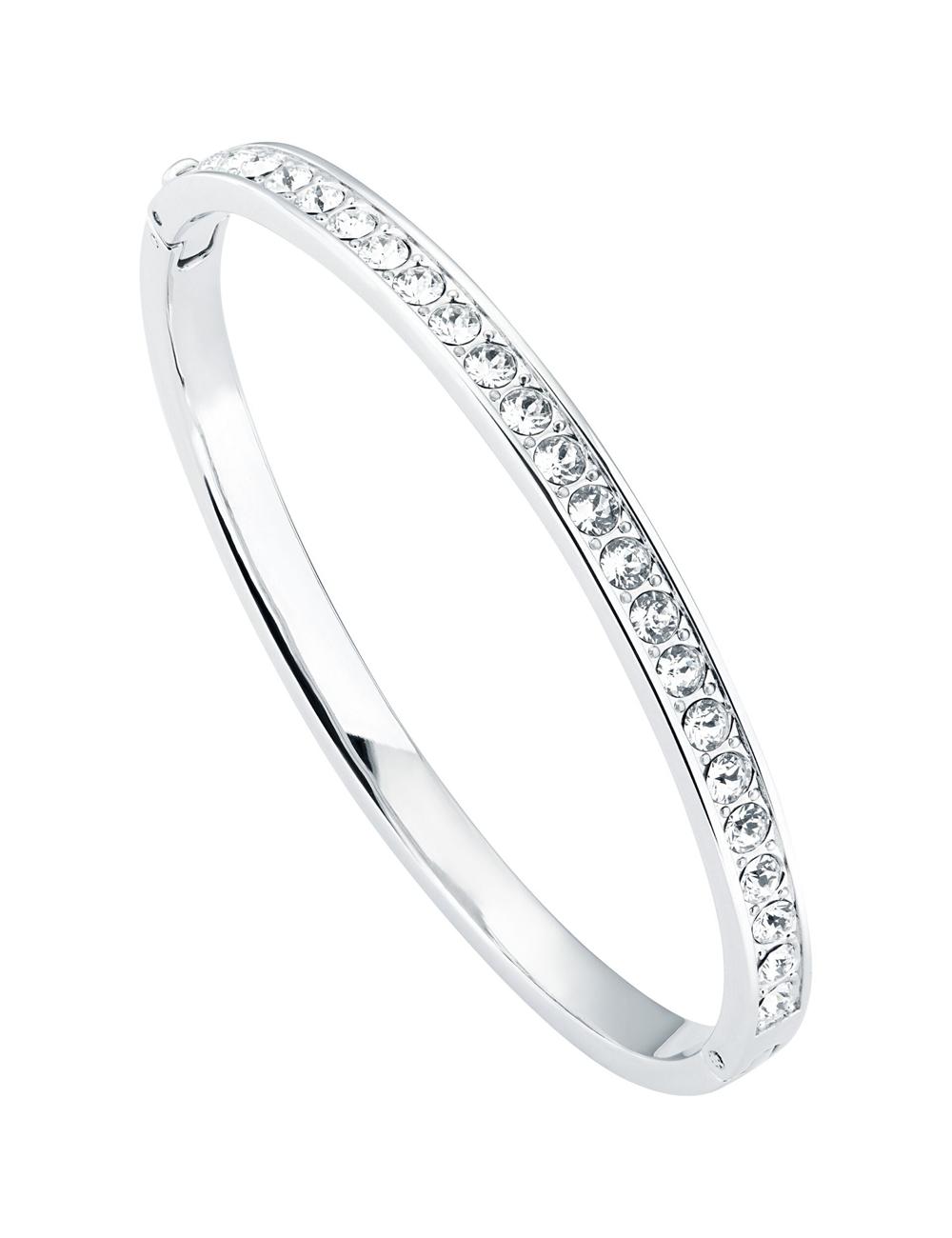Silver Ted Baker CLEMARA - Crystal Hinge Bangle Women Bracelets | SG  6573-SUKRG