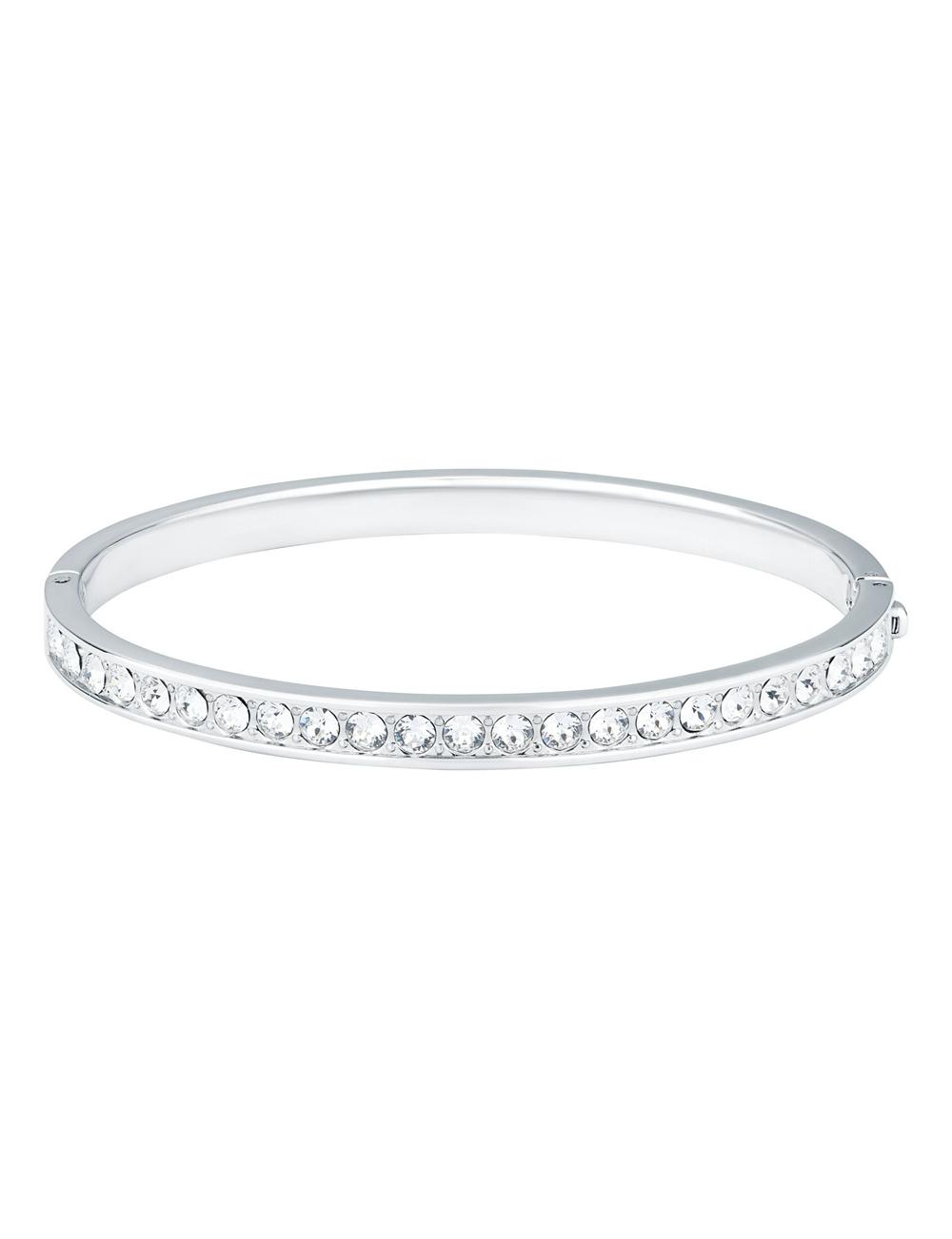 Silver Ted Baker CLEMARA - Crystal Hinge Bangle Women Bracelets | SG  6573-SUKRG