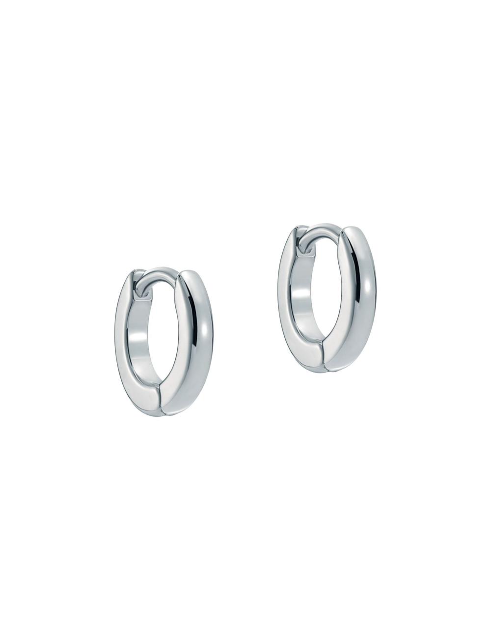 Silver Ted Baker CRISETE - Engraved Logo Huggie Hoop Women Earrings | SG  3850-SPENL