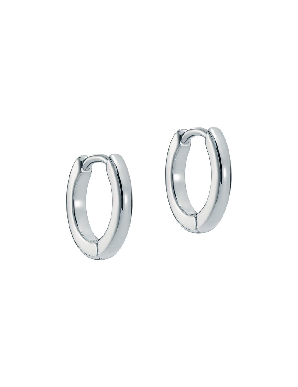 Silver Ted Baker CRISLIE - Engraved Logo Small Hoop Women Earrings | SG  5180-SGUAT