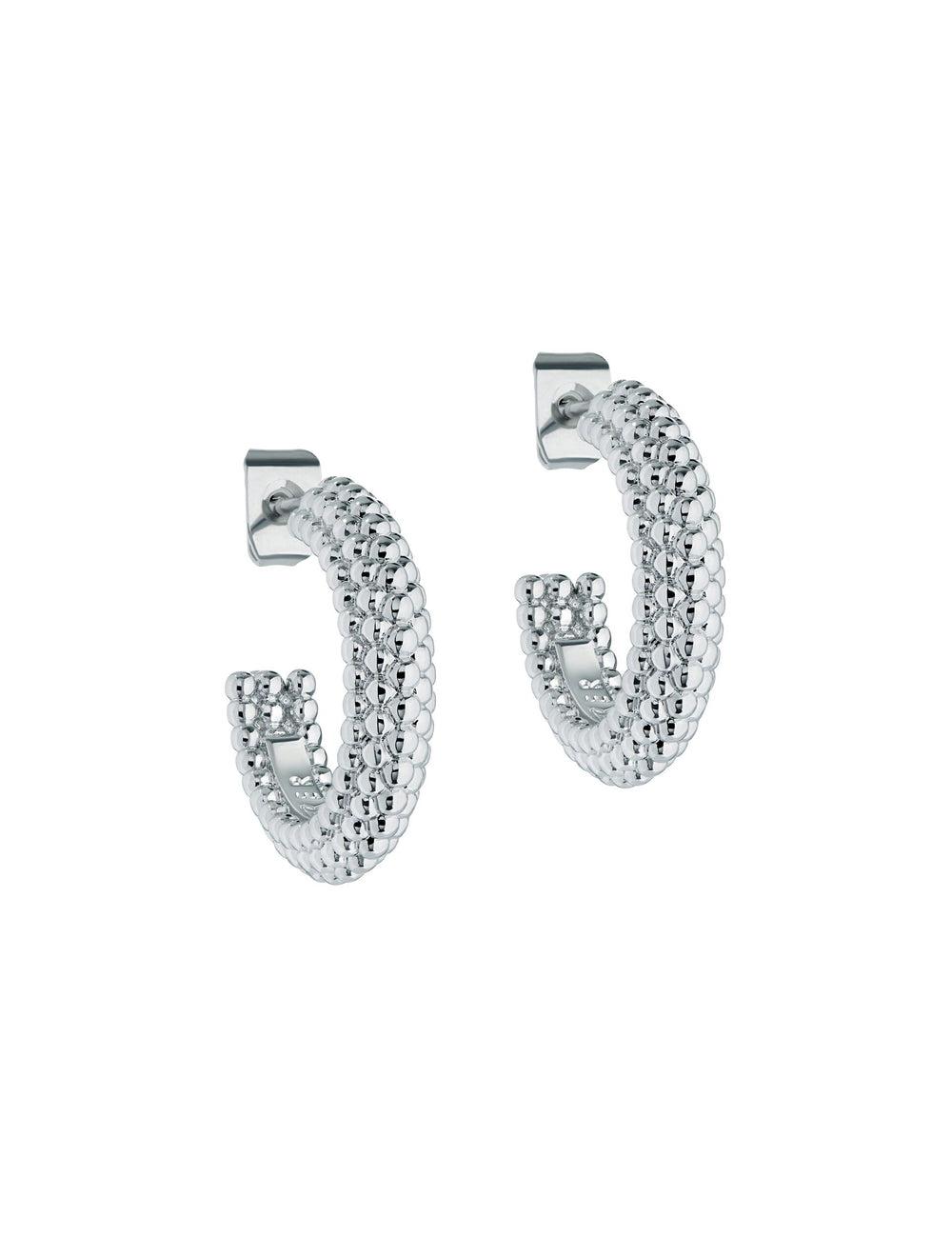 Silver Ted Baker DOTETTA - Dotted Texture Hoop Women Earrings | SG  8120-ICYEO