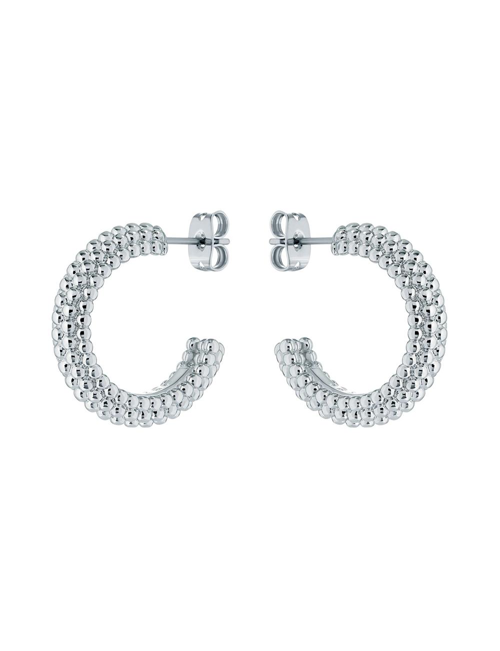 Silver Ted Baker DOTETTA - Dotted Texture Hoop Women Earrings | SG  8120-ICYEO