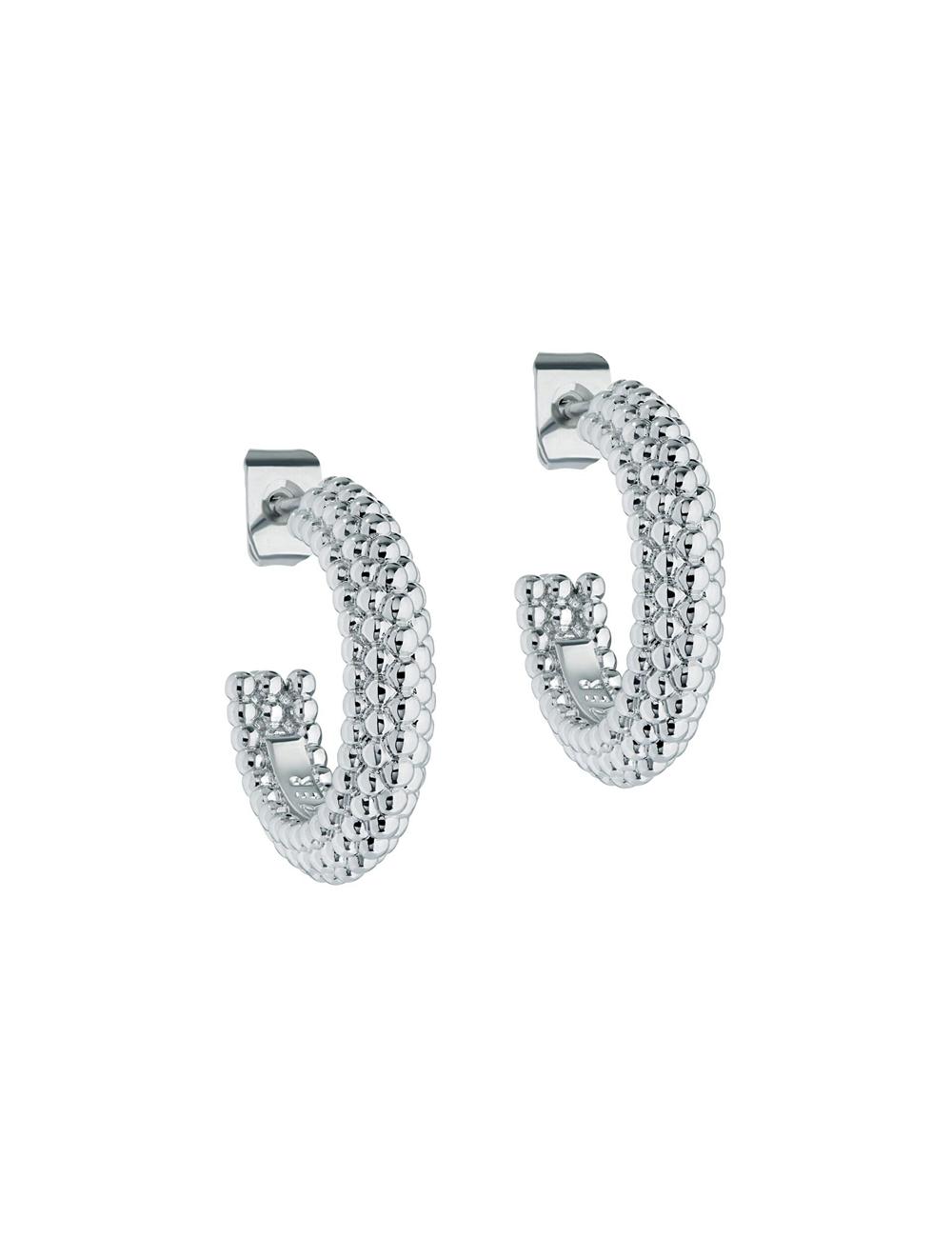 Silver Ted Baker DOTETTA - Dotted Texture Hoop Women Earrings | SG  8120-ICYEO