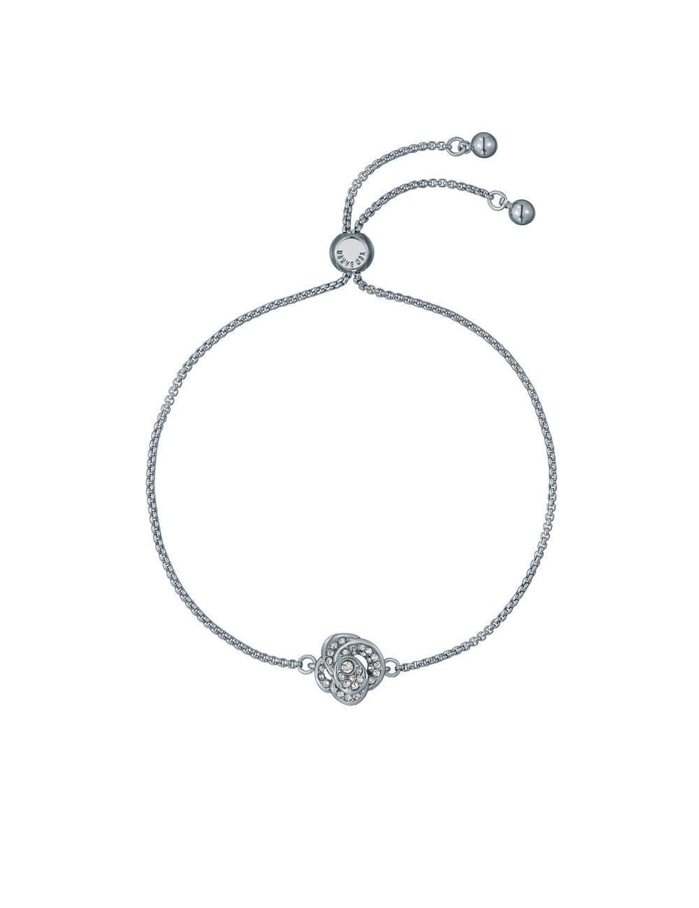 Silver Ted Baker FLORINA - Crystal Flower Adjustable Slider Women Bracelets | SG  2790-FMCRL