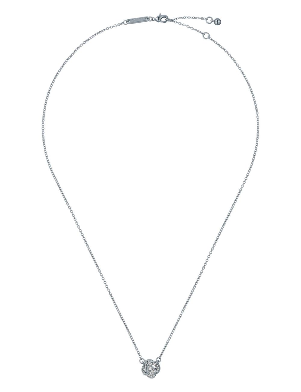 Silver Ted Baker FLORITA - Crystal Flower Pendant Women Necklaces | SG  0349-XQTGB