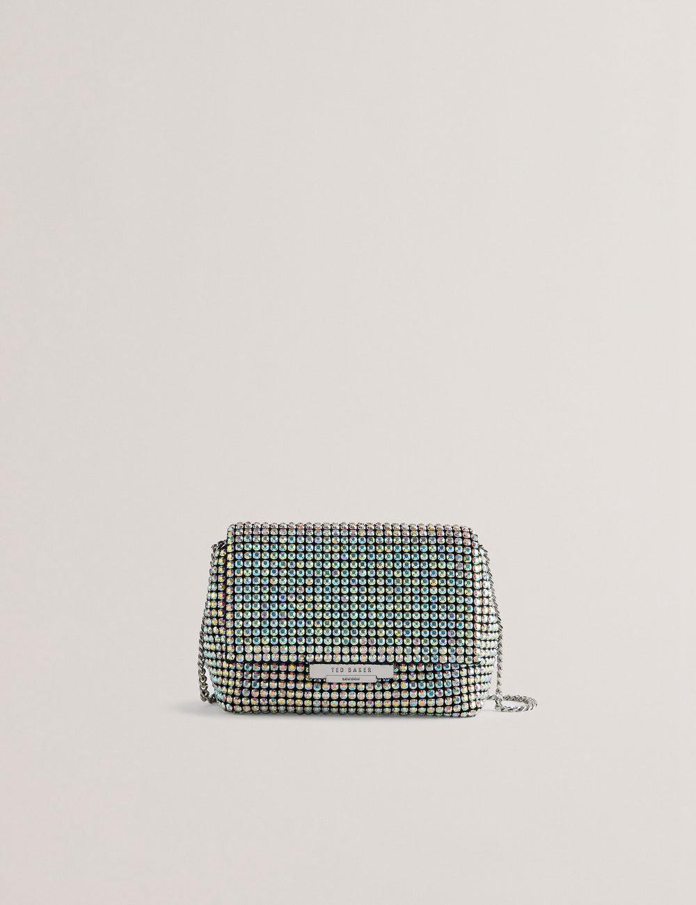Silver Ted Baker GLITERS - Crystal Embellished Mini Women Crossbody Bags | SG  6429-JRDFG