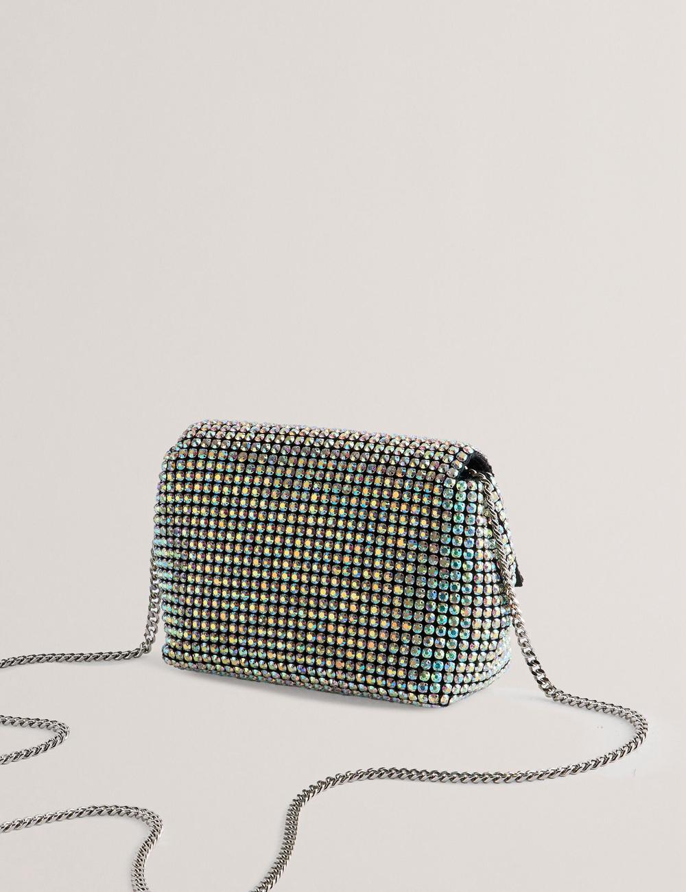 Silver Ted Baker GLITERS - Crystal Embellished Mini Women Crossbody Bags | SG  6429-JRDFG