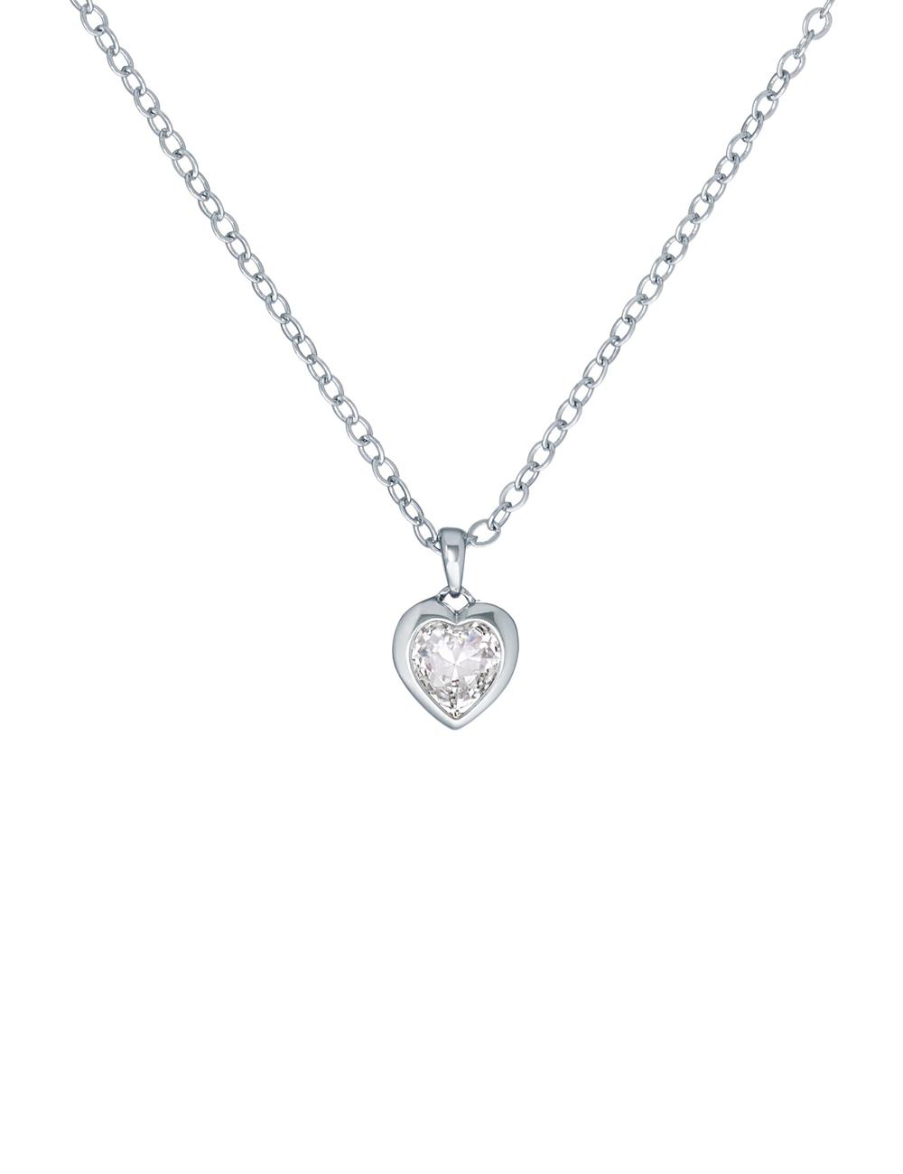 Silver Ted Baker HANNELA - Solitaire Crystal Heart Pendant Women Necklaces | SG  6201-VCESR
