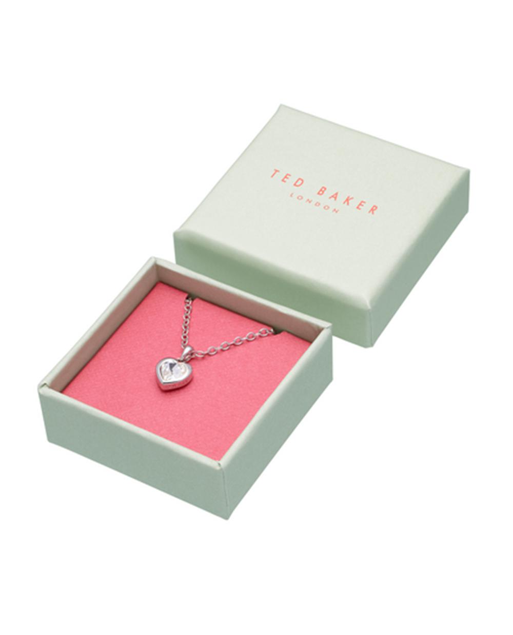 Silver Ted Baker HANNELA - Solitaire Crystal Heart Pendant Women Necklaces | SG  6201-VCESR