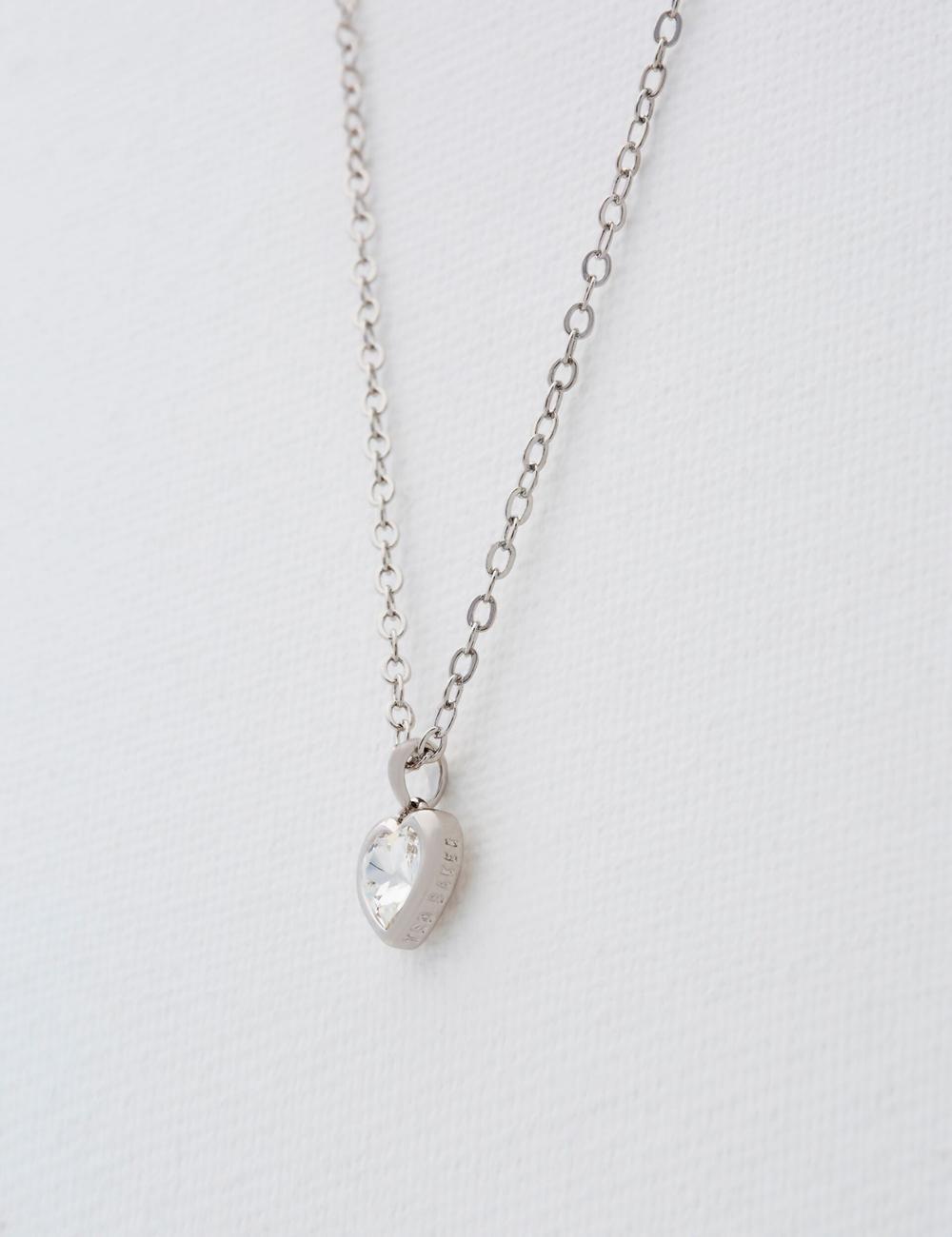 Silver Ted Baker HANNELA - Solitaire Crystal Heart Pendant Women Necklaces | SG  6201-VCESR