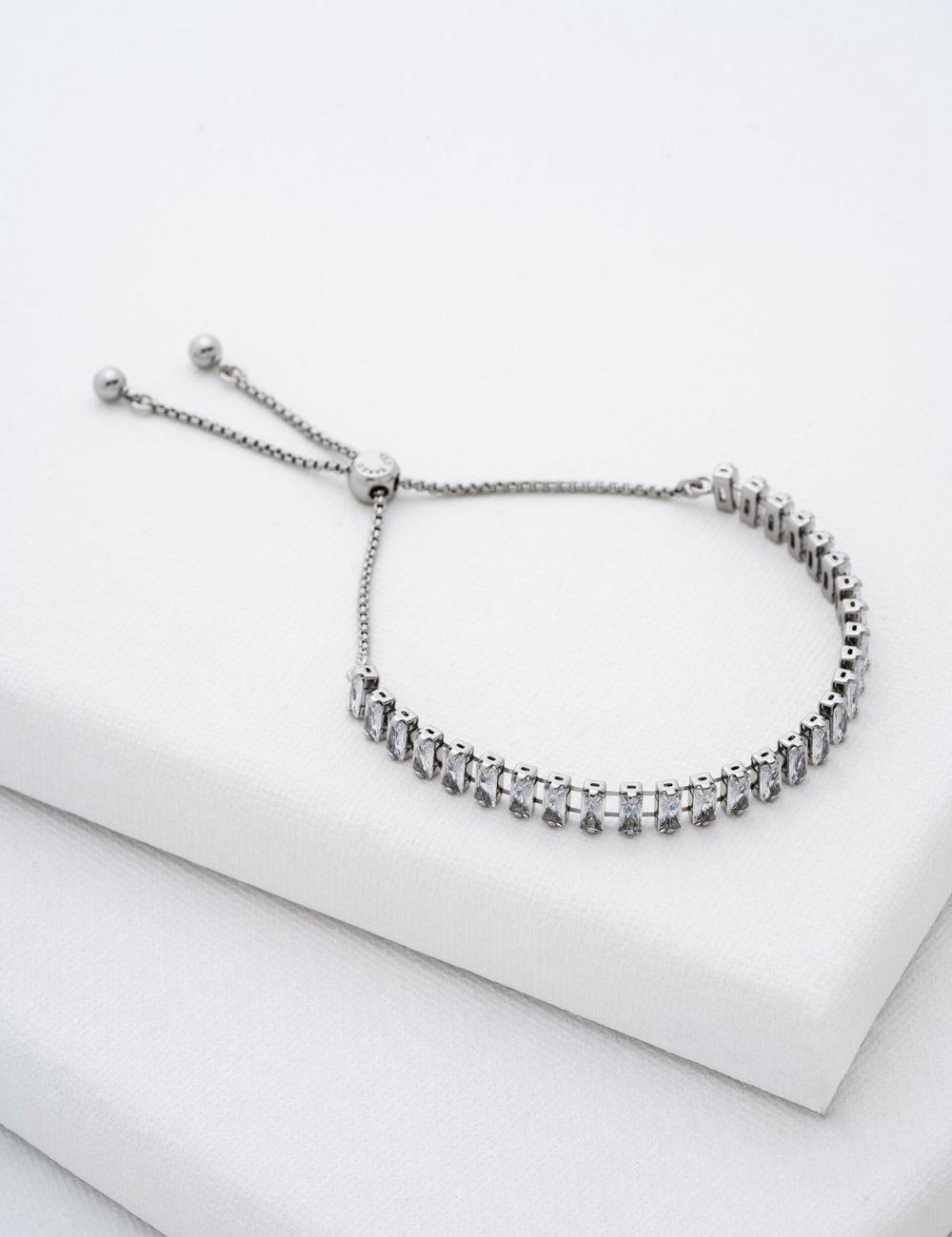 Silver Ted Baker ISABELA - Baguette Crystal Adjustable Women Bracelets | SG  1203-DYTEZ