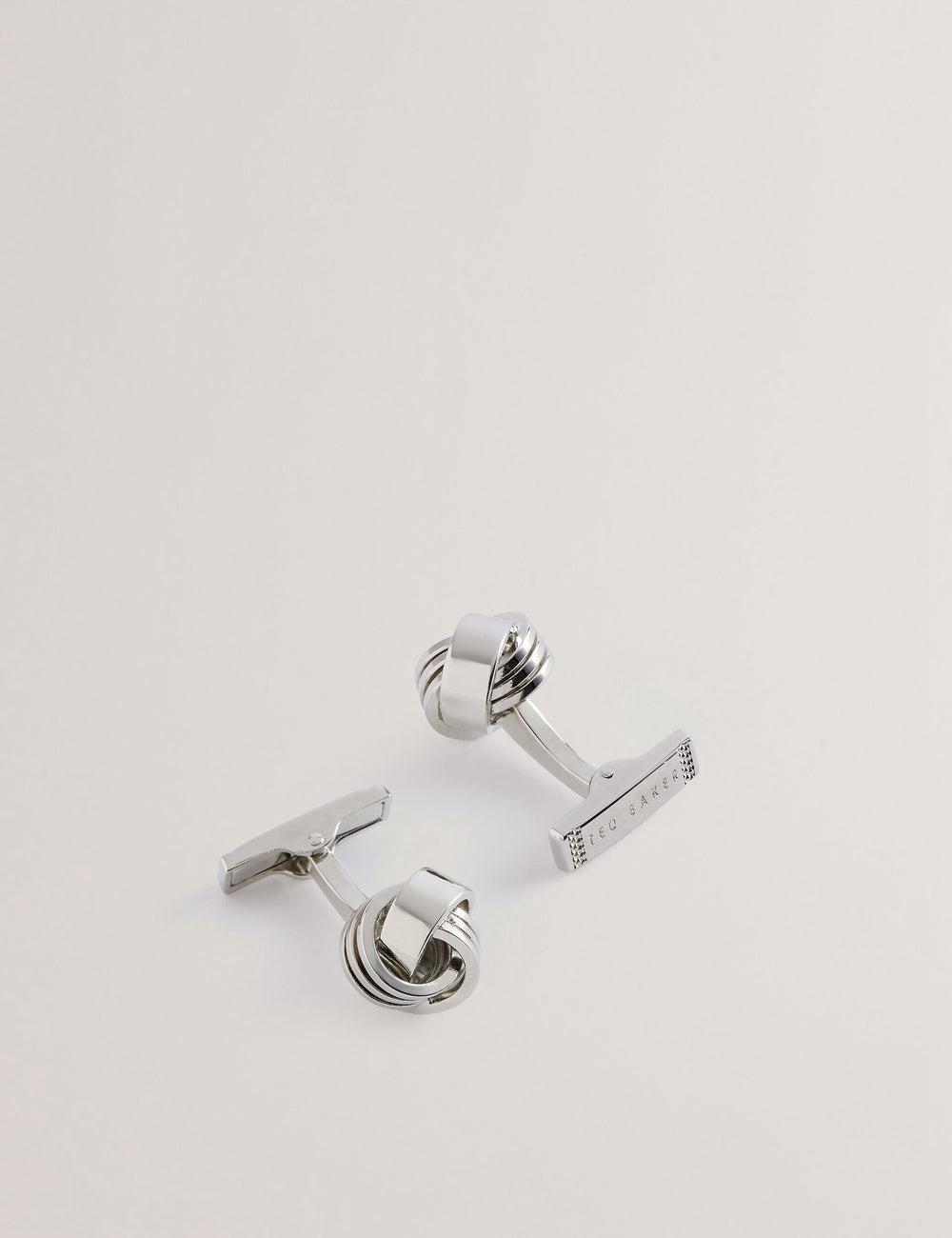 Silver Ted Baker KNOTED - Knotted Shiny Metal Men Cufflinks | SG  0167-DPZGU