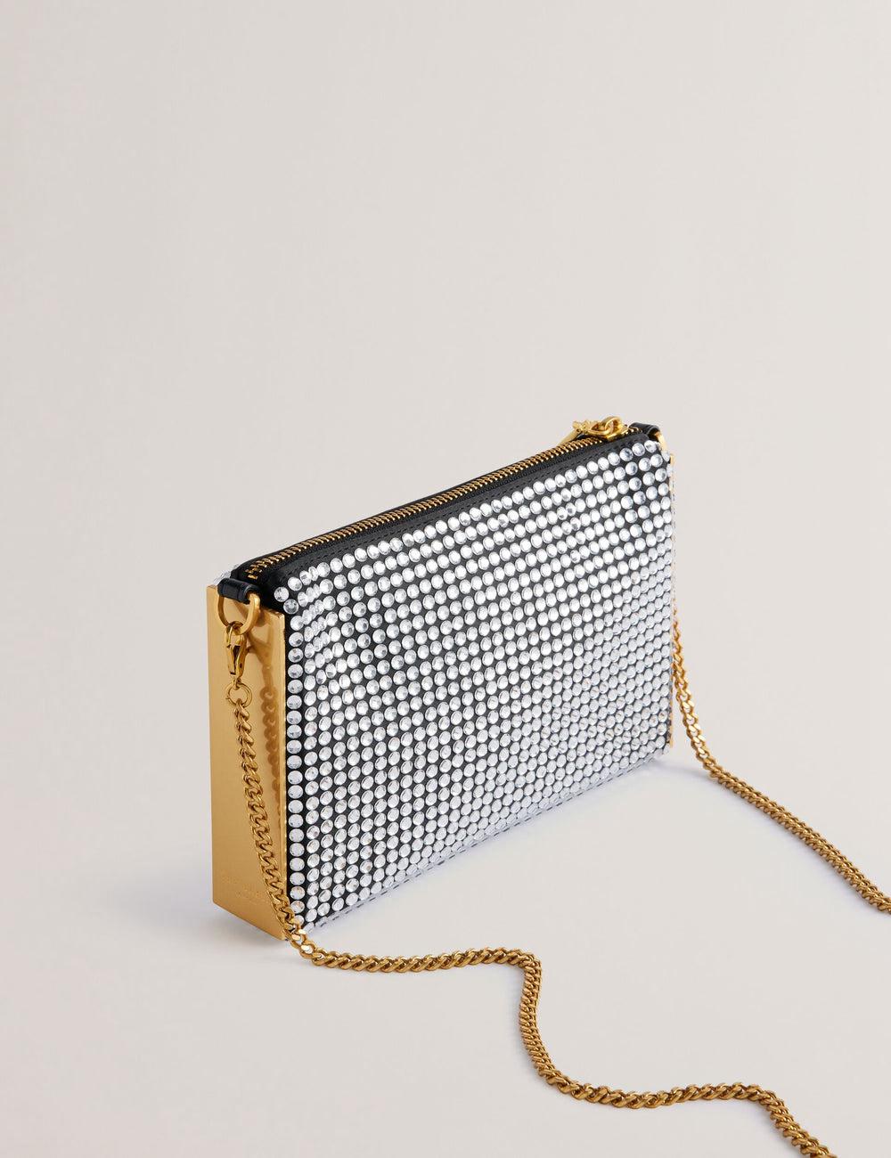 Silver Ted Baker KRIISA - Crystal Hardware Side Clutch Women Clutch Bag | SG  3596-EDIPM