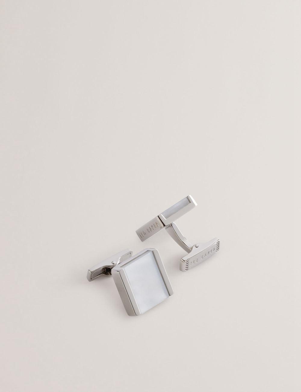 Silver Ted Baker PAYDEN - Pearlescent Stone Square Men Cufflinks | SG  3759-ZTPUI