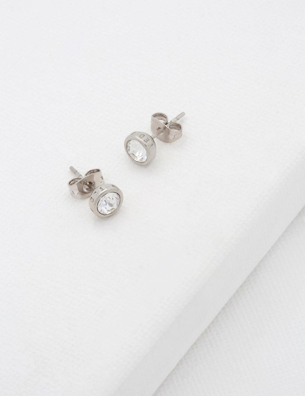 Silver Ted Baker SINAA - Solitaire Crystal Stud Women Earrings | SG  0947-RKHDQ