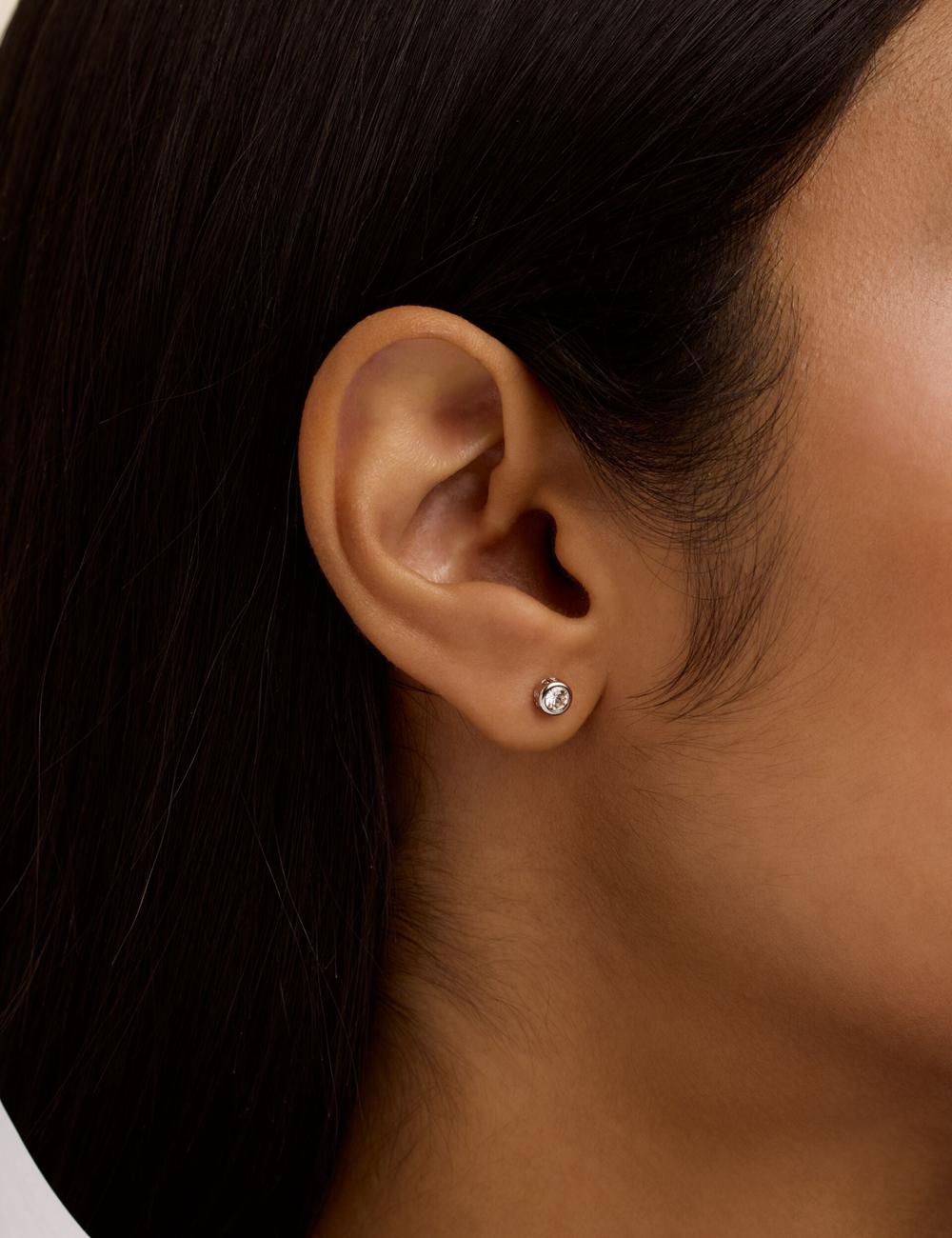 Silver Ted Baker SINEE - Mini Crystal Stud Women Earrings | SG  2647-PJVHF