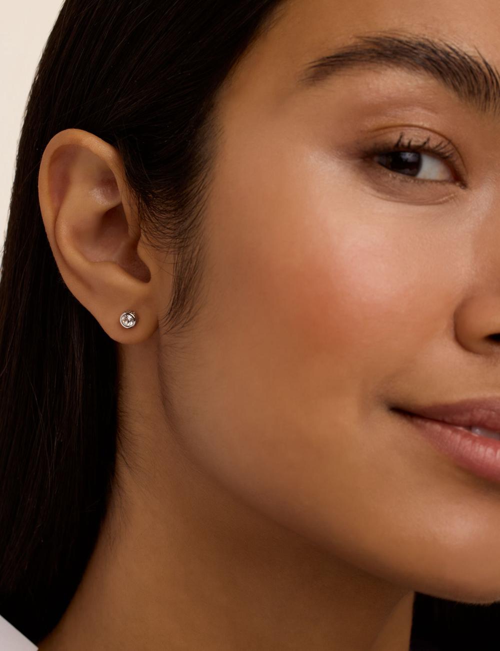 Silver Ted Baker SINEE - Mini Crystal Stud Women Earrings | SG  2647-PJVHF