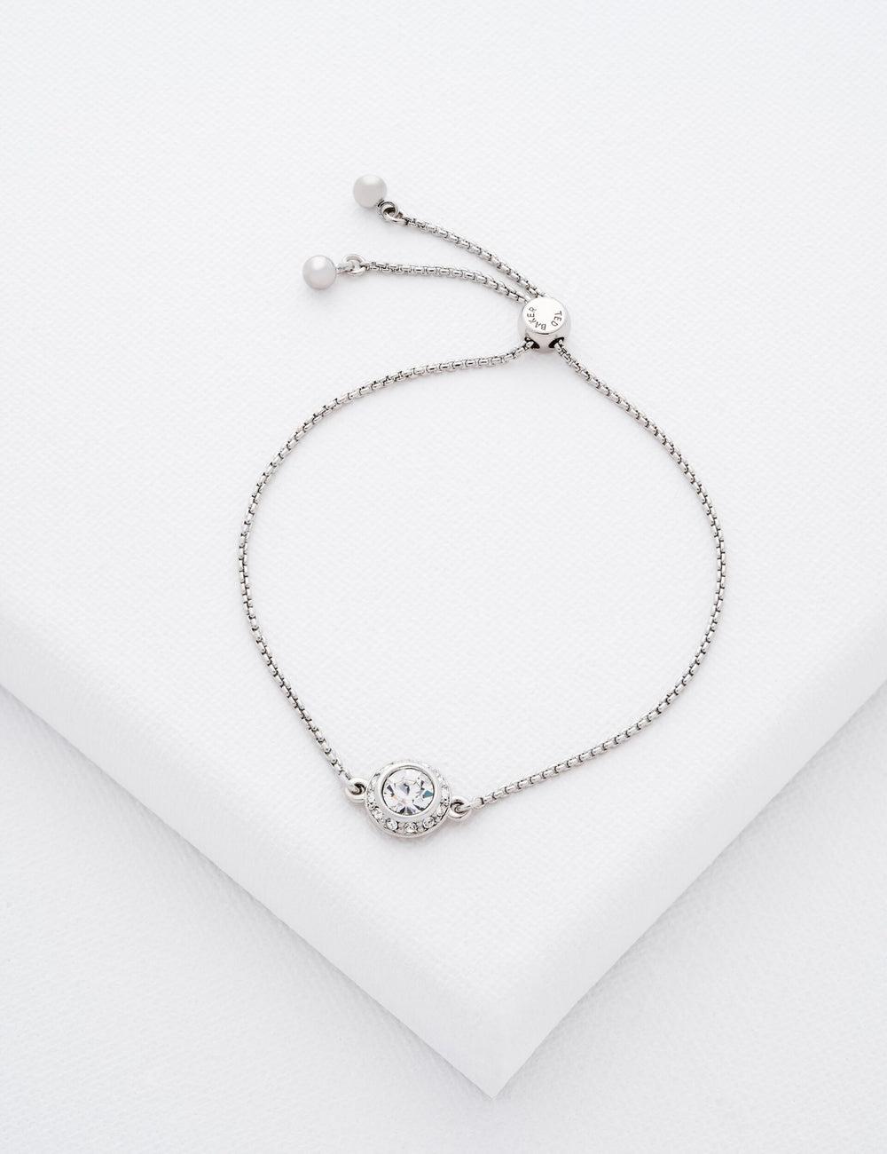 Silver Ted Baker SOLETA - Solitaire Sparkle Crystal Adjustable Women Bracelets | SG  1582-IFOAS