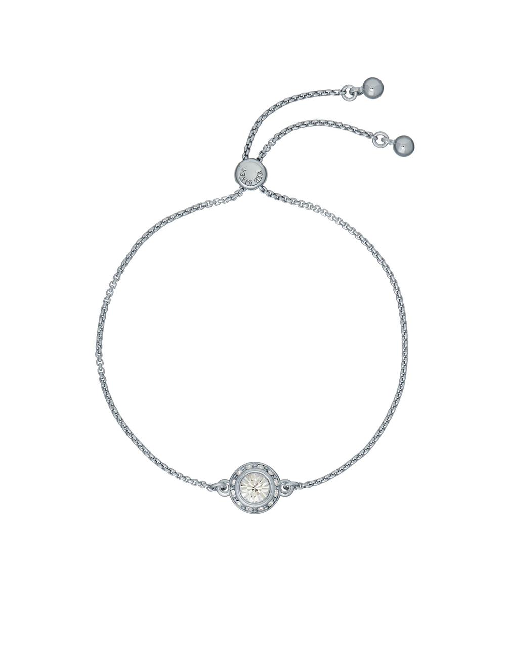Silver Ted Baker SOLETA - Solitaire Sparkle Crystal Adjustable Women Bracelets | SG  1582-IFOAS