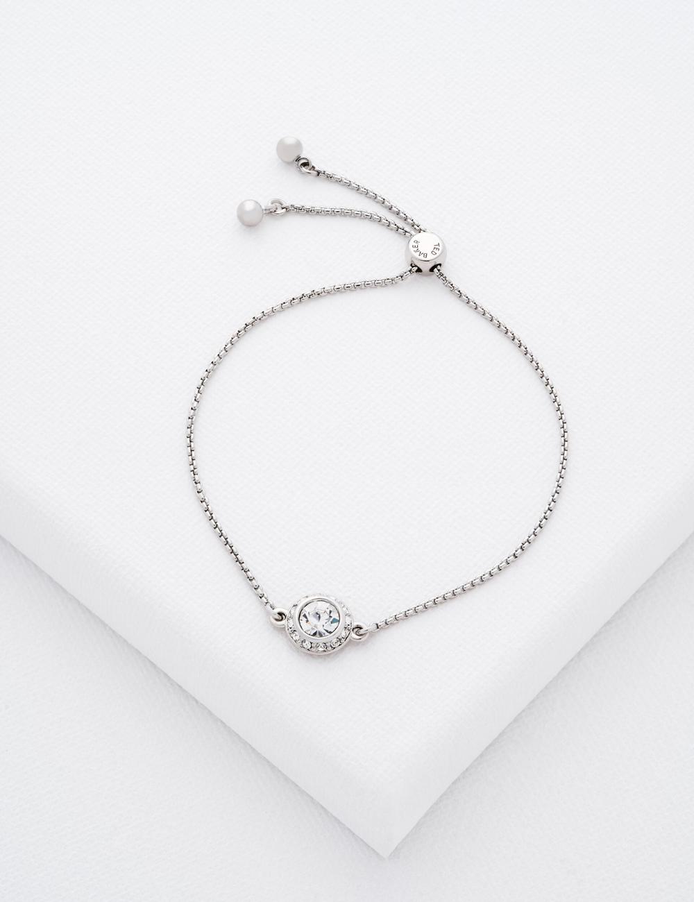 Silver Ted Baker SOLETA - Solitaire Sparkle Crystal Adjustable Women Bracelets | SG  1582-IFOAS