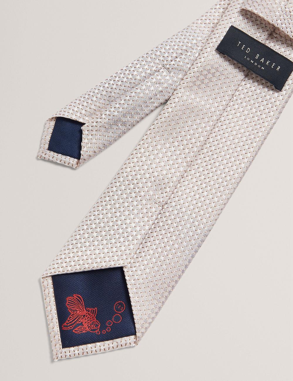 Stone Ted Baker CANEDON - Textured Tonal Weave Silk Men Ties | SG  5024-NKVRM