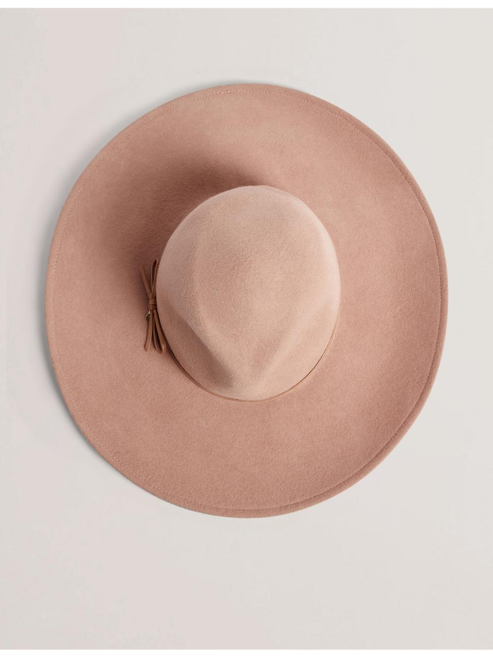 Tan Ted Baker ABBIIIO - Bow Detail Pure Wool Women Fedora Hats | SG  7582-DEWLJ