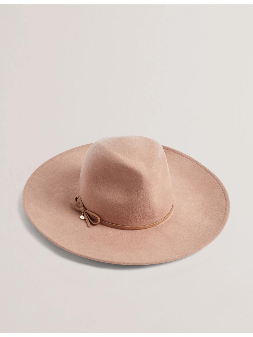 Tan Ted Baker ABBIIIO - Bow Detail Pure Wool Women Fedora Hats | SG  7582-DEWLJ