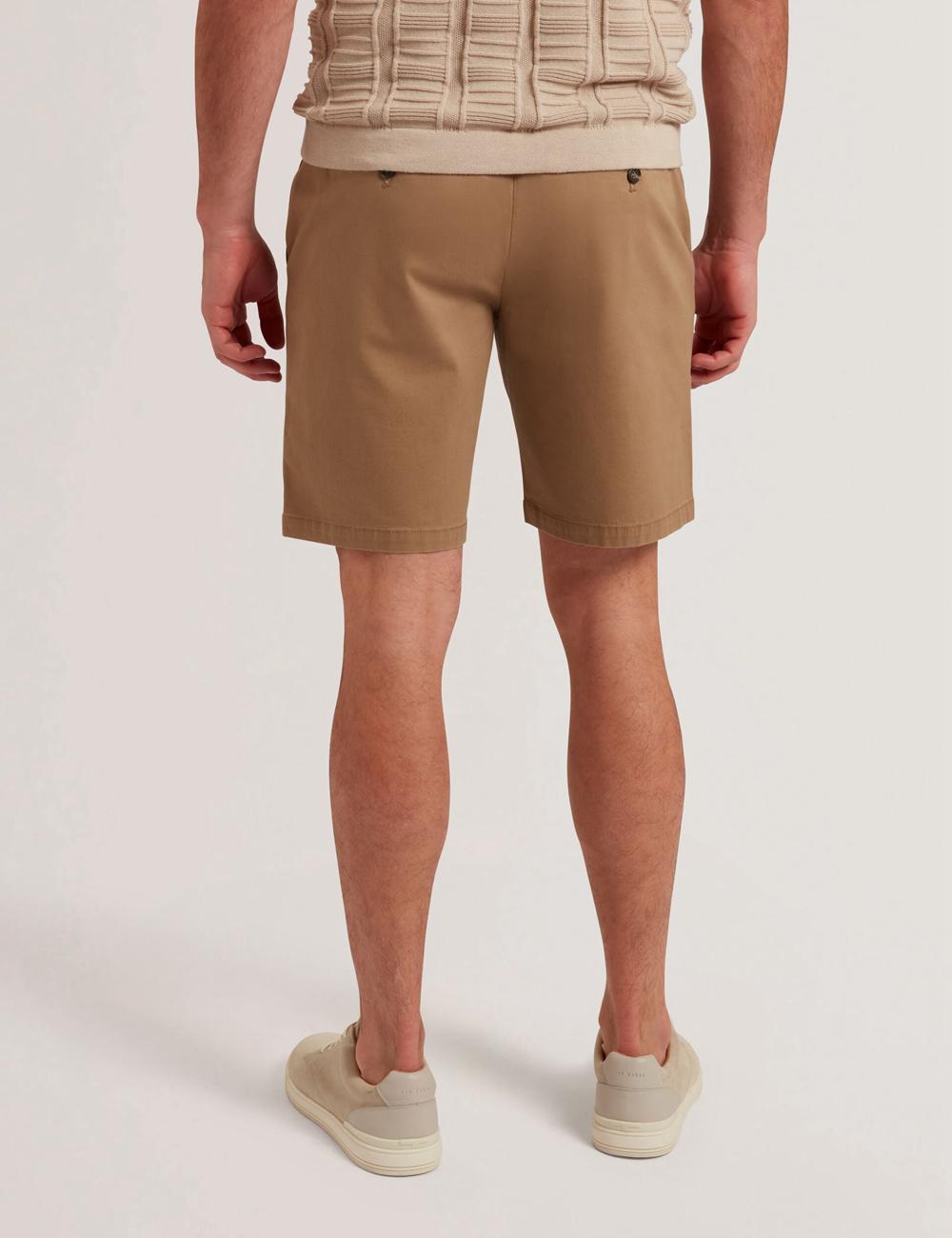 Tan Ted Baker BARNHAM - Regular Fit Cotton Blend Chino Men Shorts | SG  6785-XTFCU