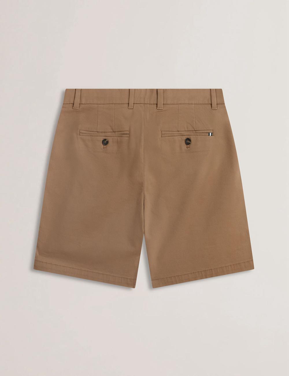 Tan Ted Baker BARNHAM - Regular Fit Cotton Blend Chino Men Shorts | SG  6785-XTFCU