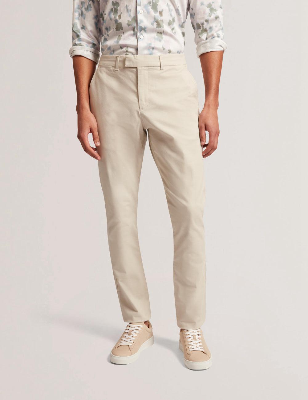 Tan Ted Baker BATFORD - Slim Fit Cotton Blend Chinos Men Trousers | SG  1437-KFCDO