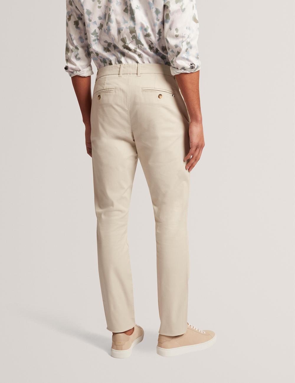 Tan Ted Baker BATFORD - Slim Fit Cotton Blend Chinos Men Trousers | SG  1437-KFCDO