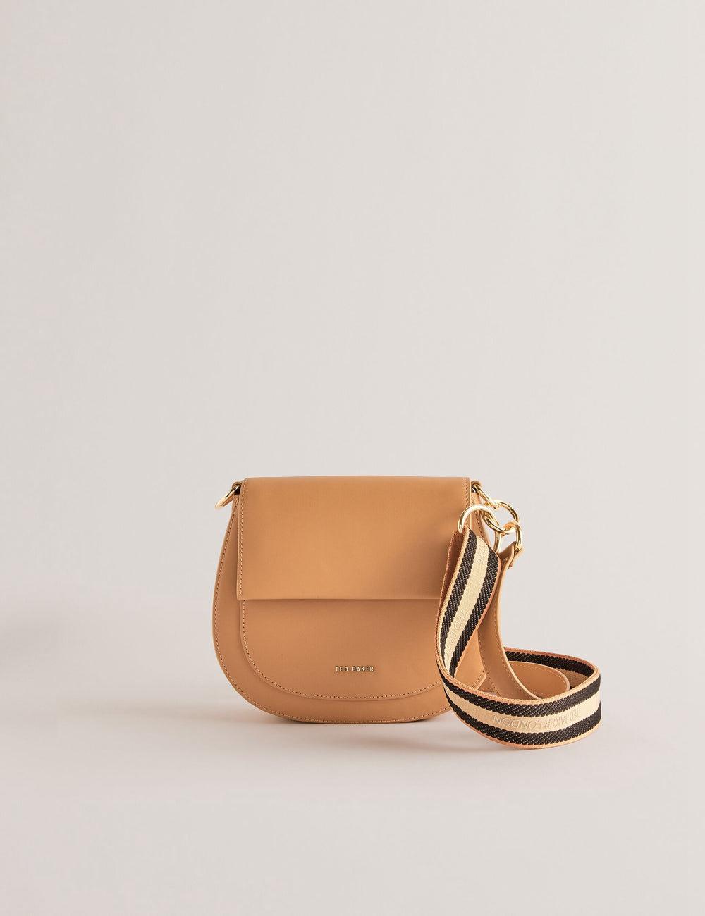 Taupe Ted Baker DARCELL - Leather Webbing Crossbody Satchel Women Satchel Bags | SG  9754-RIKUP