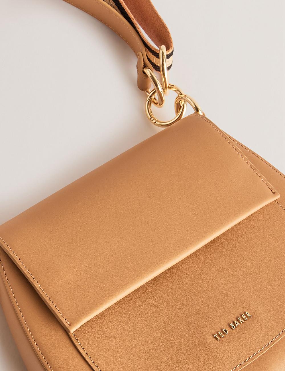 Taupe Ted Baker DARCELL - Leather Webbing Crossbody Satchel Women Satchel Bags | SG  9754-RIKUP