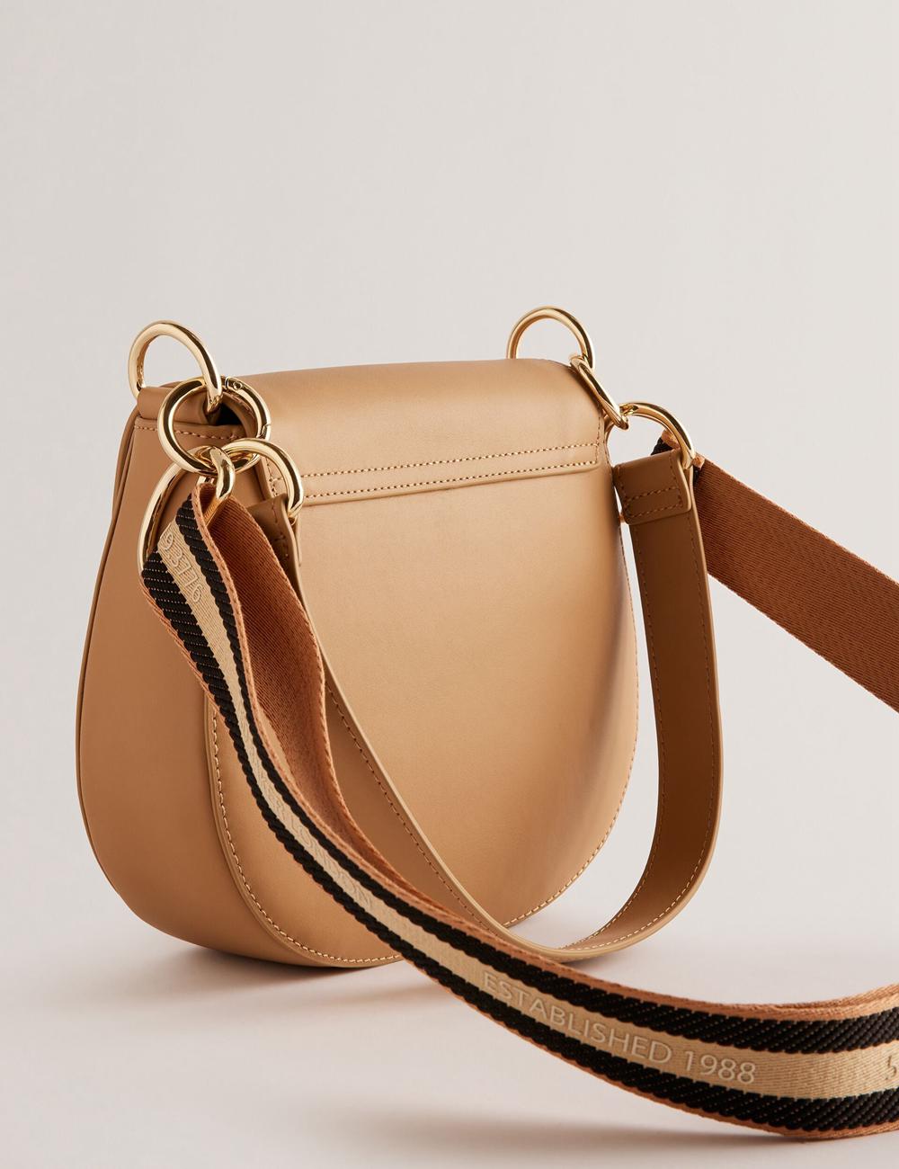 Taupe Ted Baker DARCELL - Leather Webbing Crossbody Satchel Women Satchel Bags | SG  9754-RIKUP