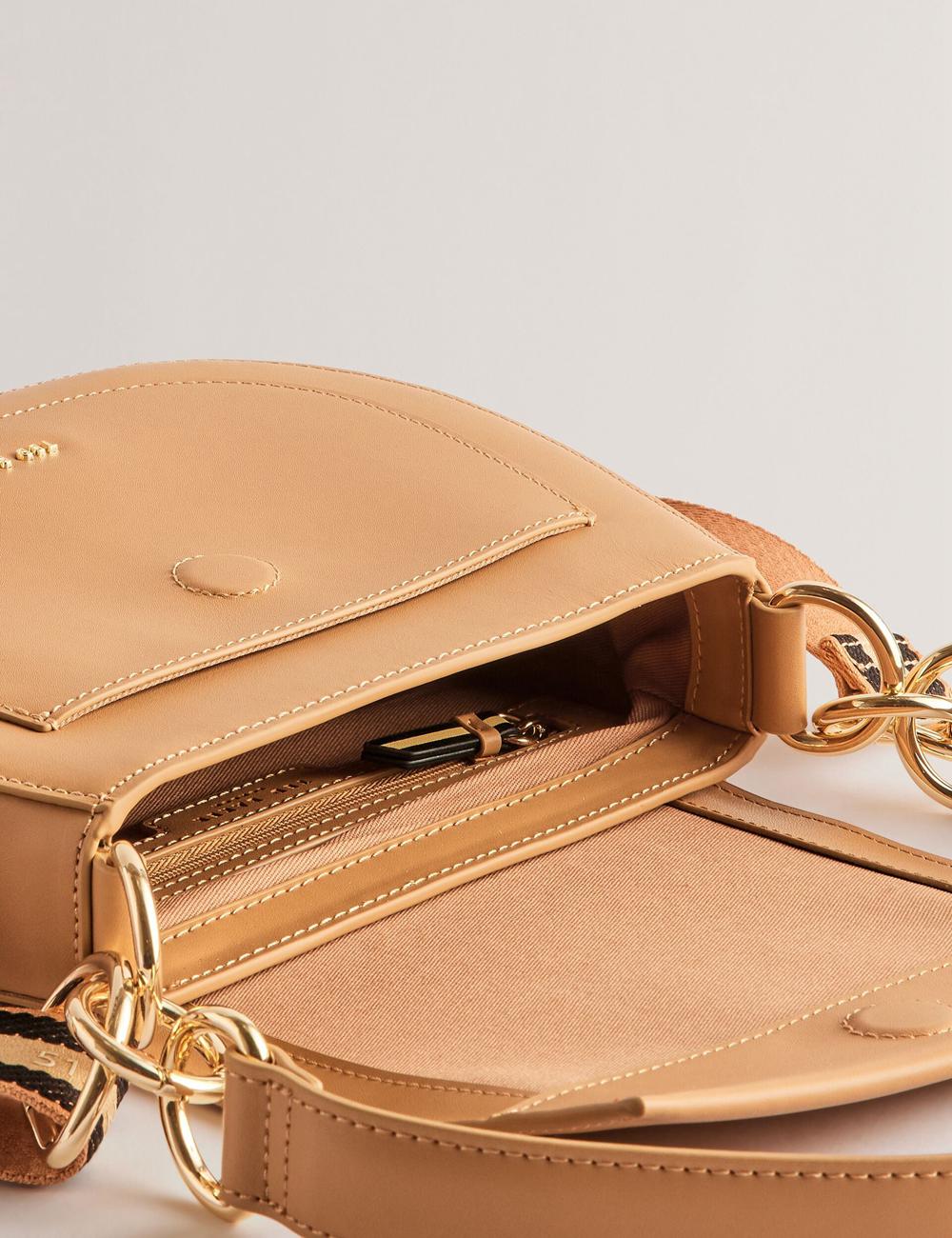 Taupe Ted Baker DARCELL - Leather Webbing Crossbody Satchel Women Satchel Bags | SG  9754-RIKUP
