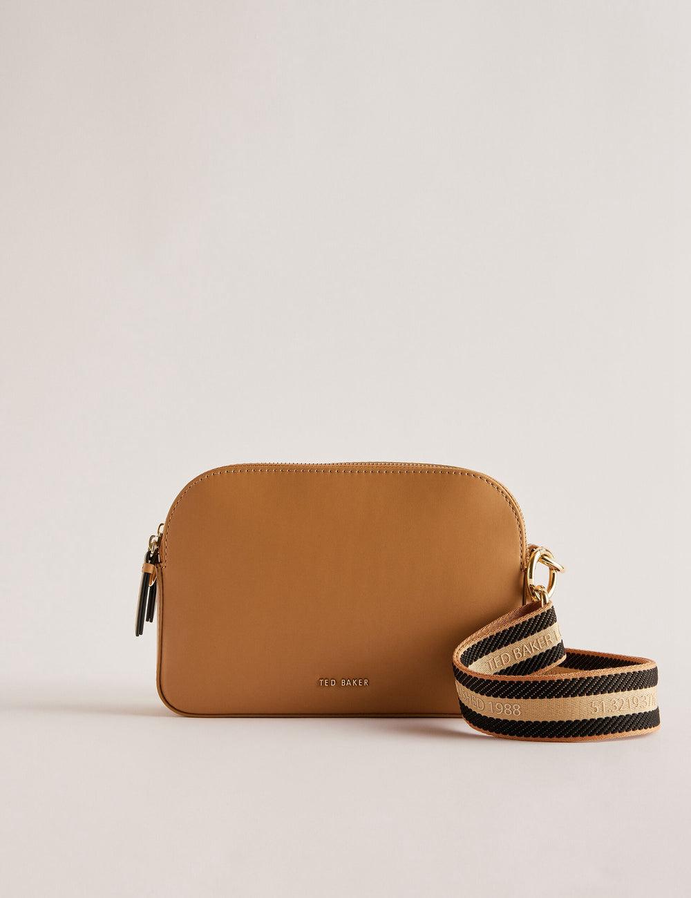 Taupe Ted Baker DARCELO - Leather Double Zip Crossbody Camera Women Camera Bag | SG  7613-VPWCY