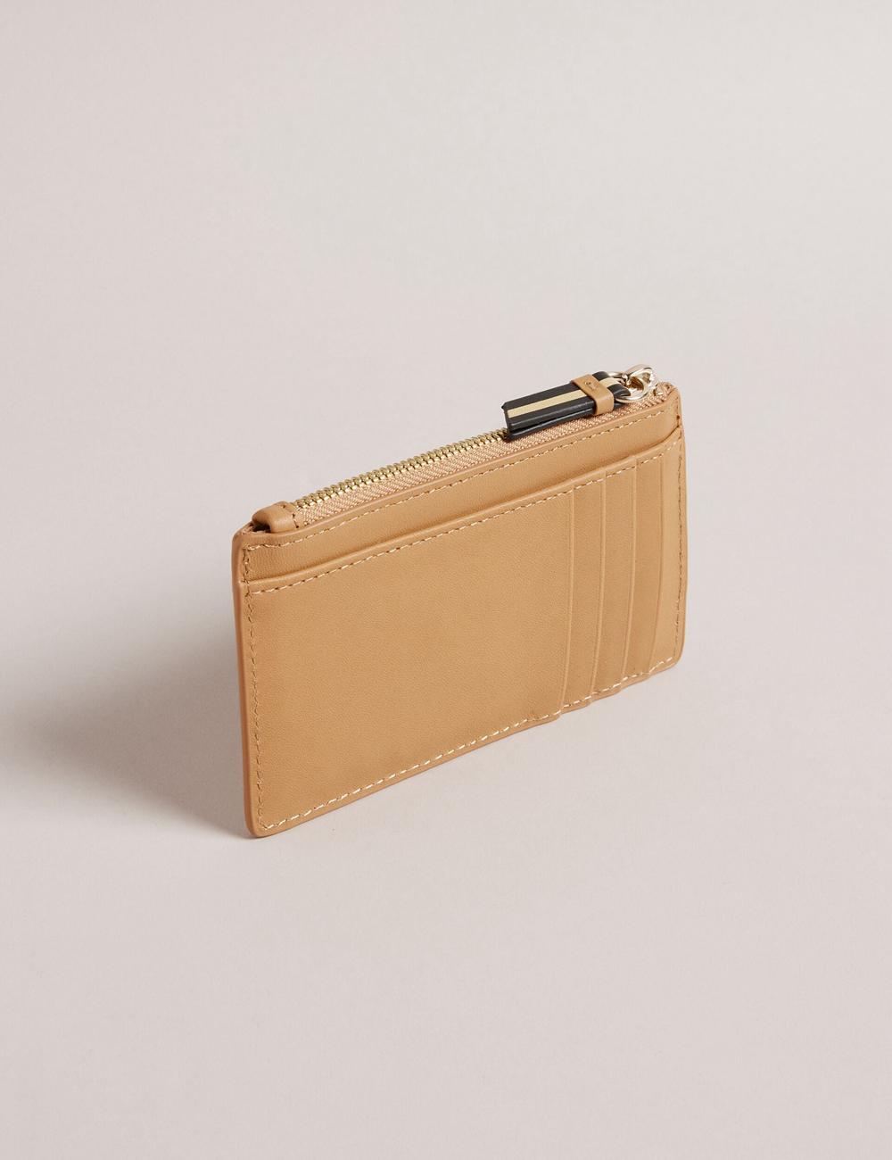 Taupe Ted Baker DARCENA - Branded Leather Zip Coin Women Purses | SG  4829-XRGHM