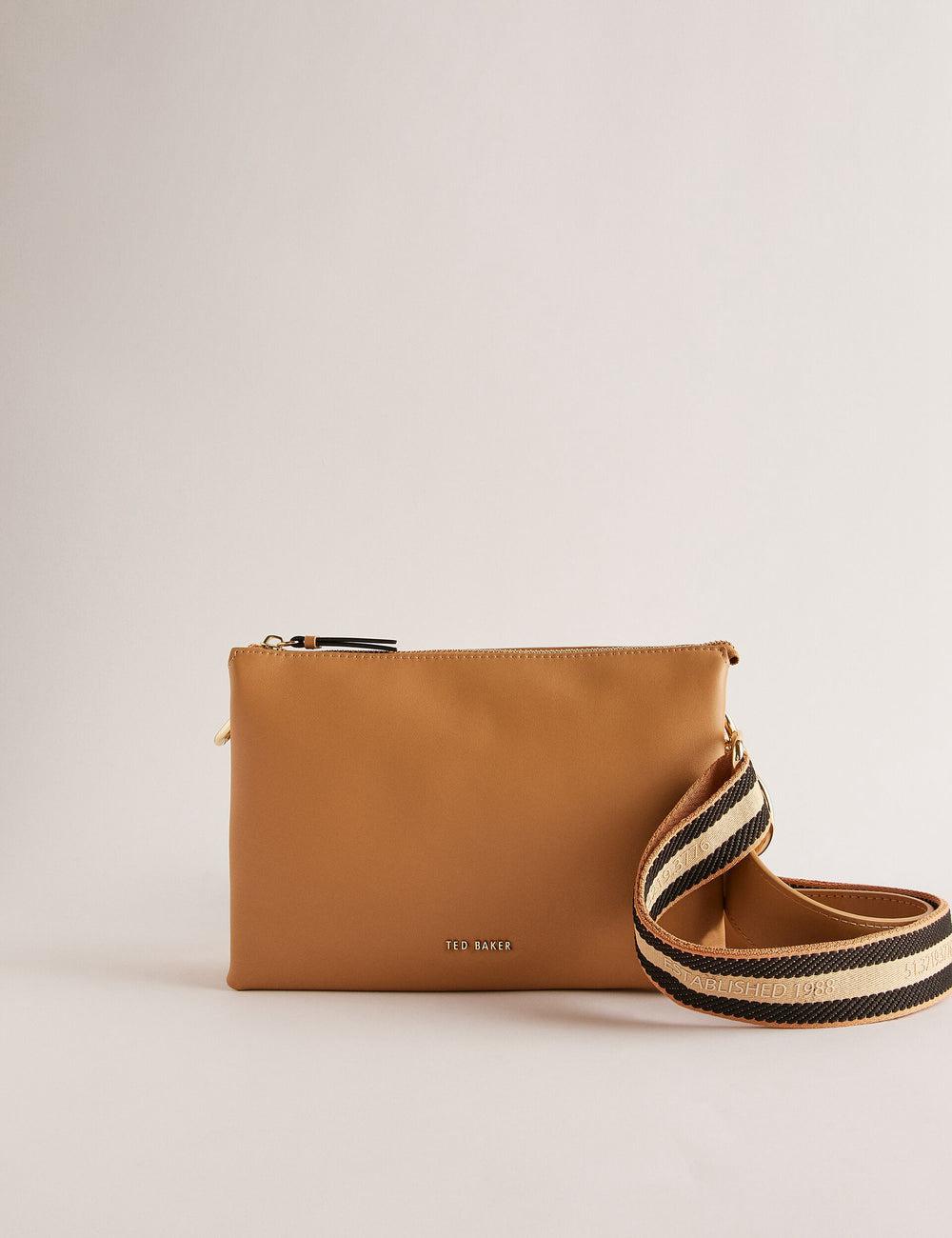 Taupe Ted Baker DARCEYY - Leather With Webbing Strap Women Crossbody Bags | SG  4983-LKFYT