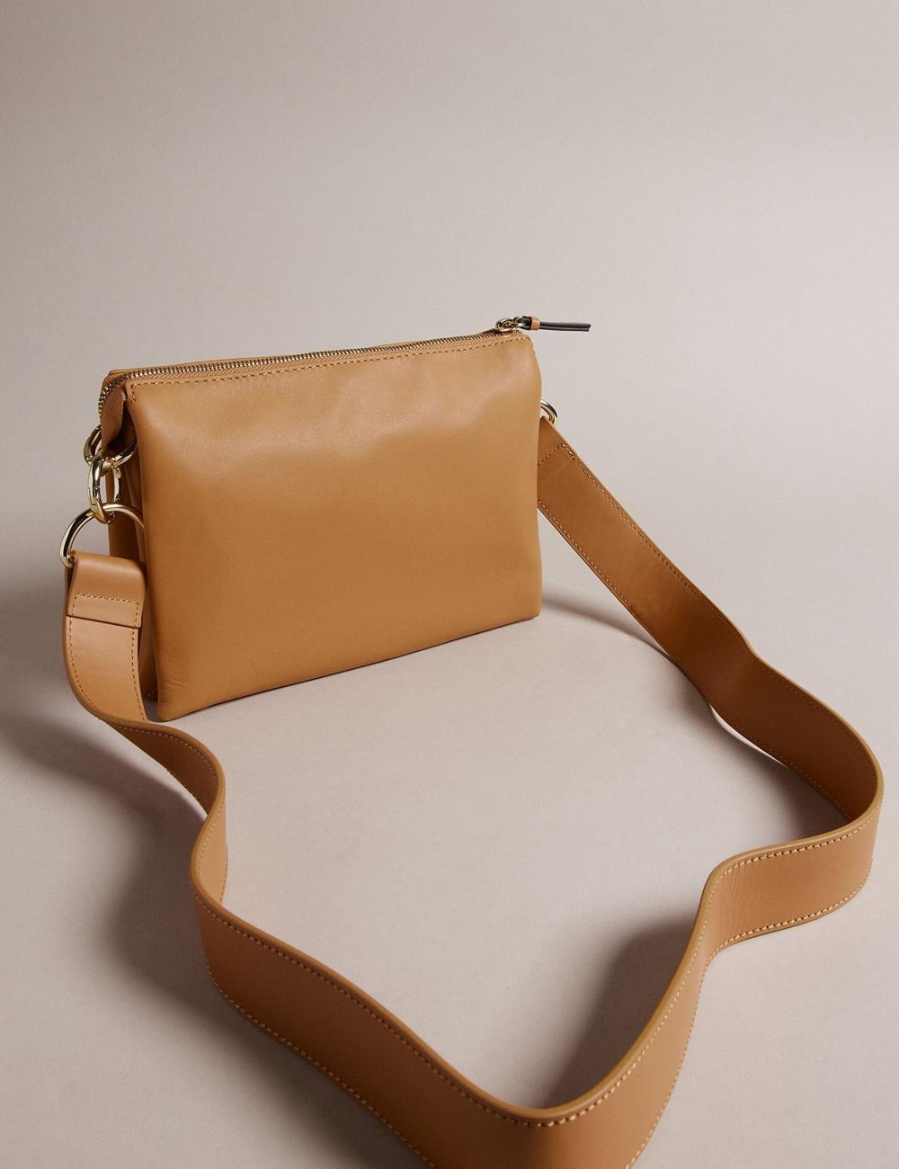 Taupe Ted Baker DARCEYY - Leather With Webbing Strap Women Crossbody Bags | SG  4983-LKFYT
