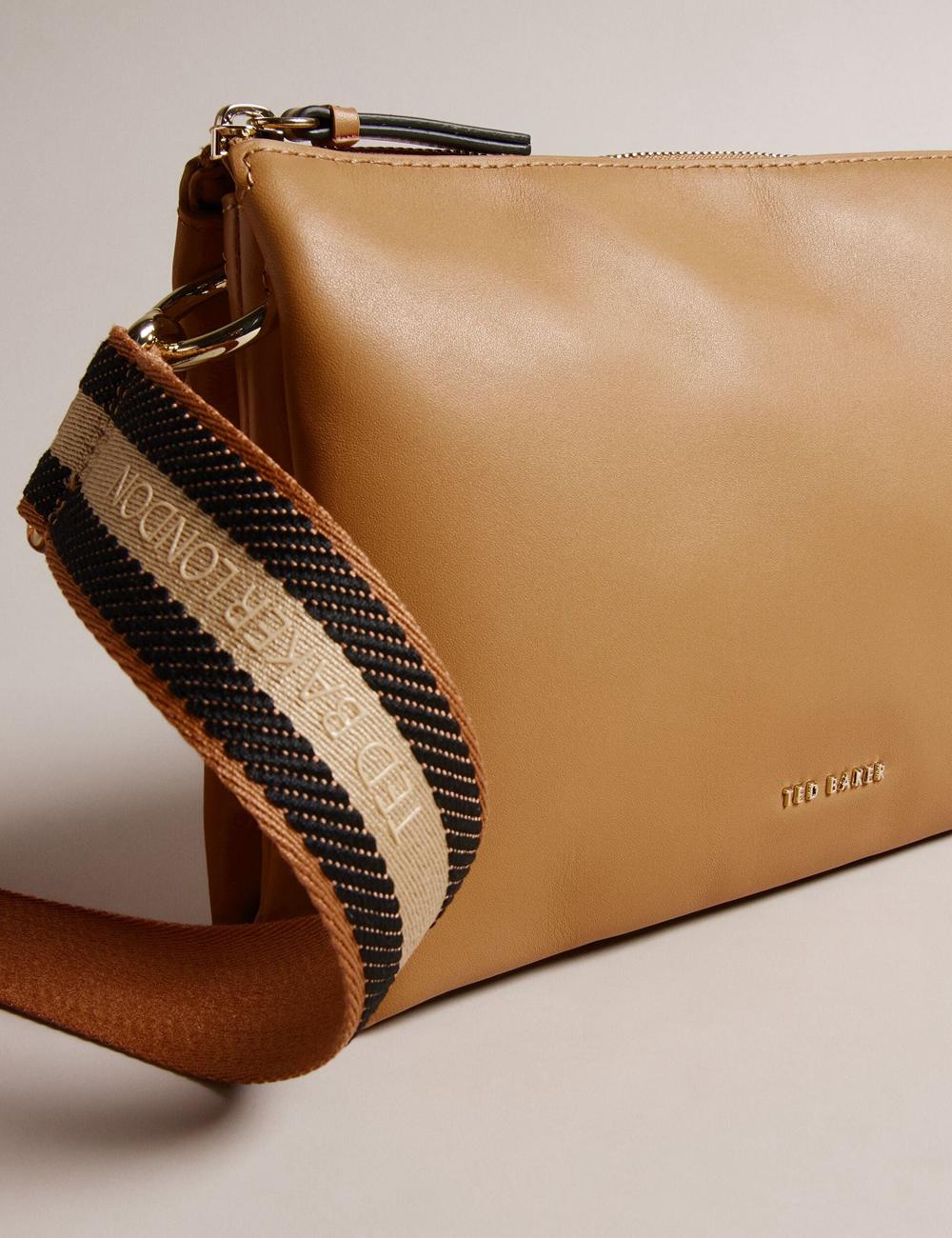 Taupe Ted Baker DARCEYY - Leather With Webbing Strap Women Crossbody Bags | SG  4983-LKFYT