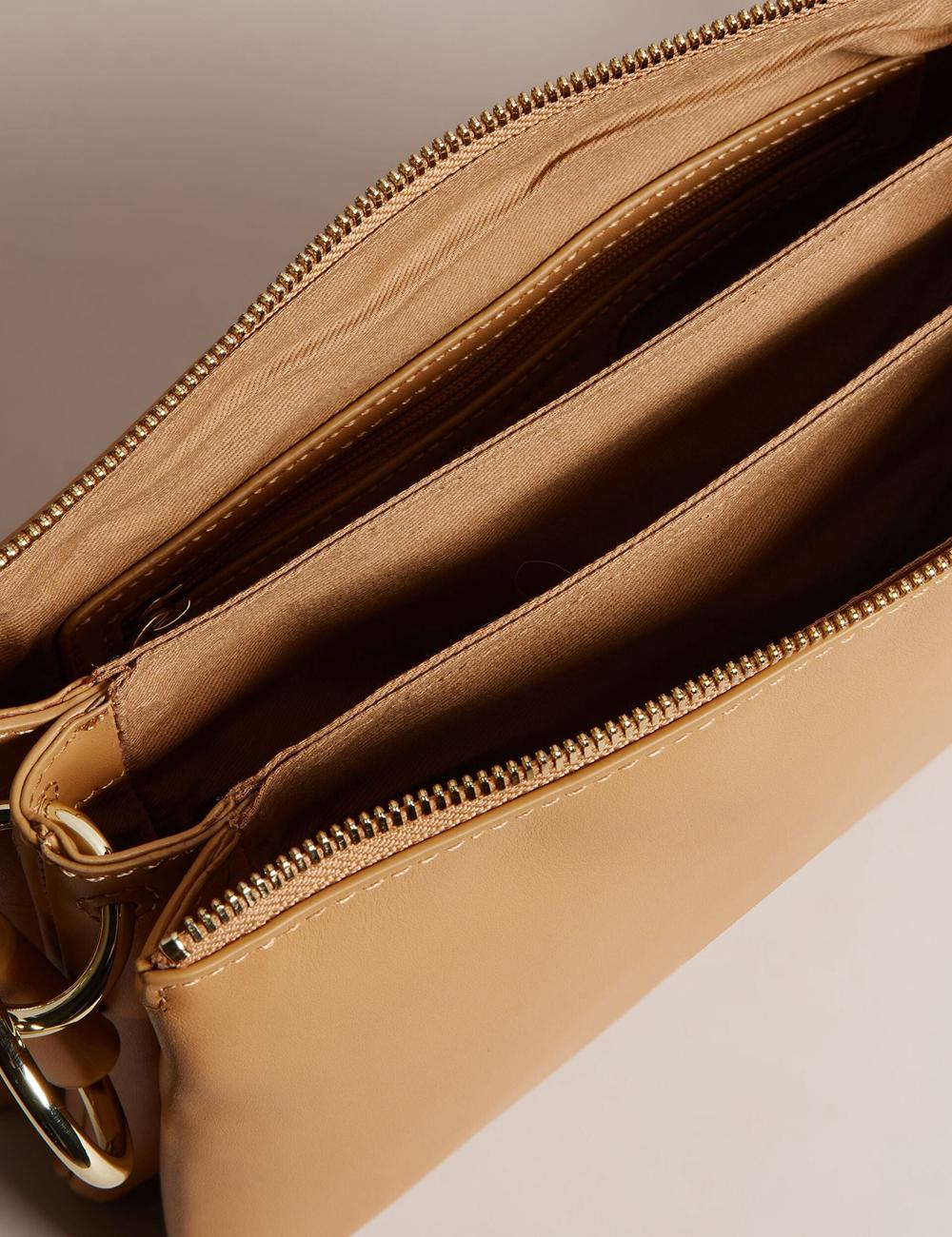Taupe Ted Baker DARCEYY - Leather With Webbing Strap Women Crossbody Bags | SG  4983-LKFYT