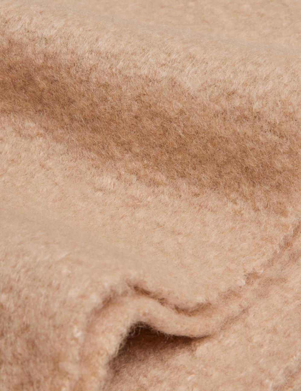 Taupe Ted Baker SHELMAS - Fluffy Wool Blend Blanket Knitted Women Scarves | SG  2513-EVWAT