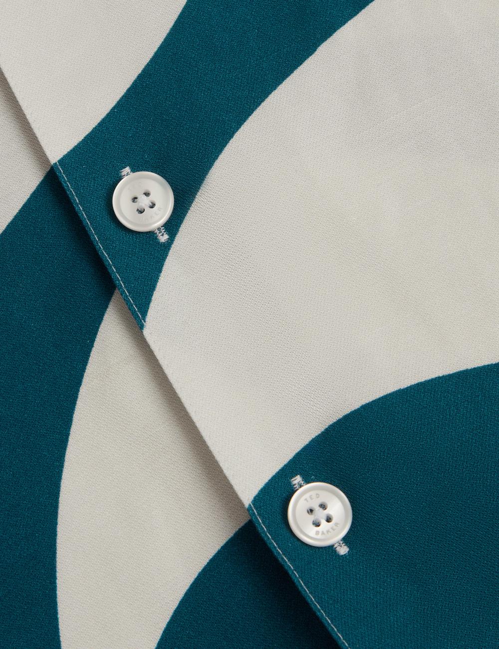 Turquoise Ted Baker ROLDAN - Short Sleeve Oversized Swirl Print Men Casual Shirts | SG  0319-KYCJQ