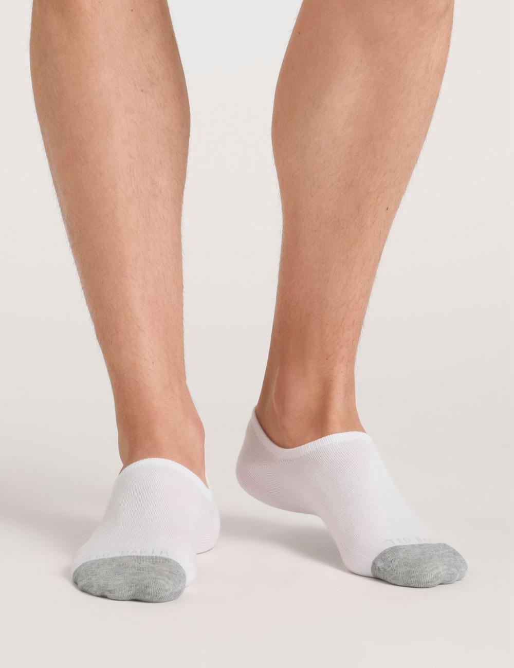 White Ted Baker 3 Pack Branded Liner Trainer Men Socks | SG  1539-VWQMG