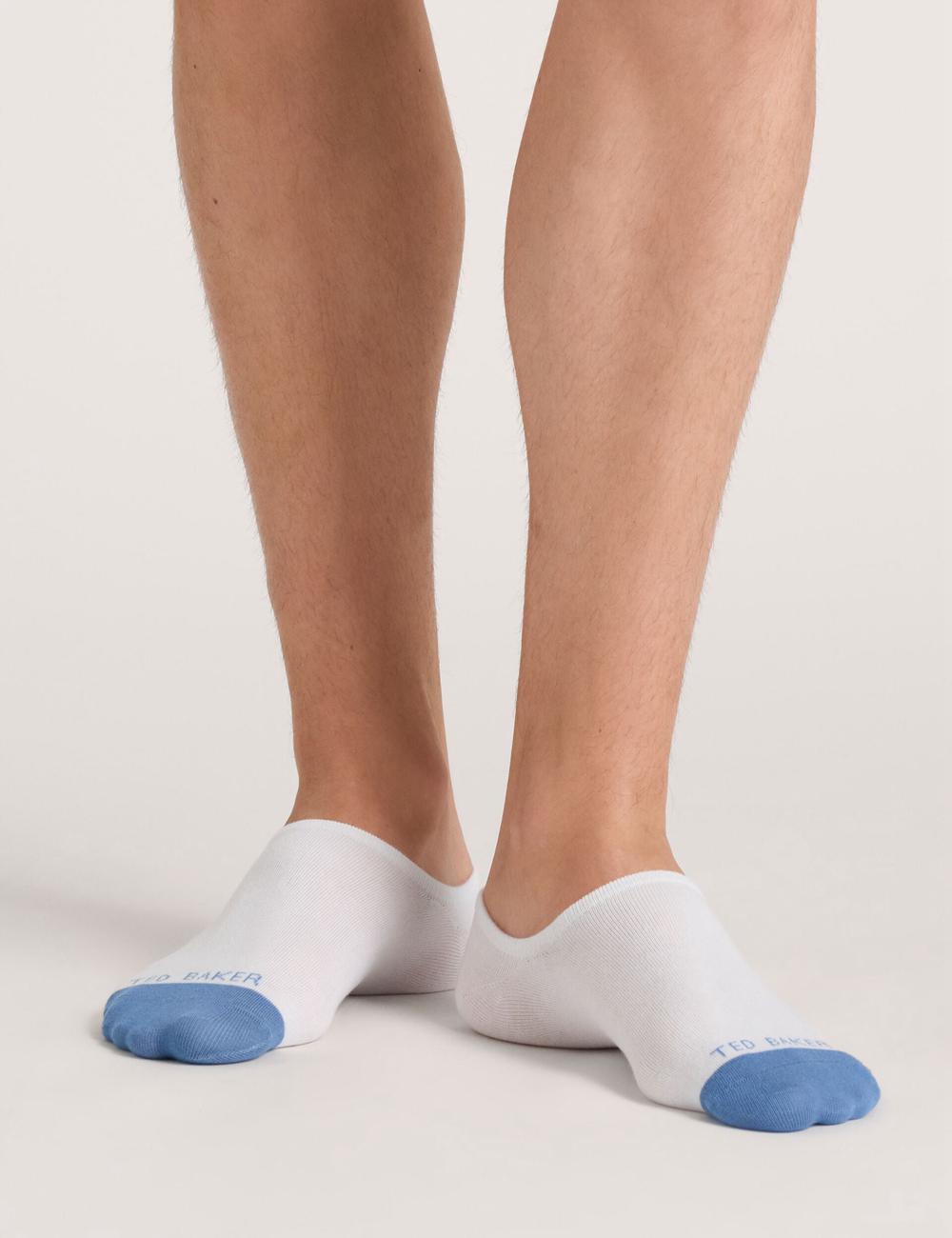White Ted Baker 3 Pack Branded Liner Trainer Men Socks | SG  1539-VWQMG