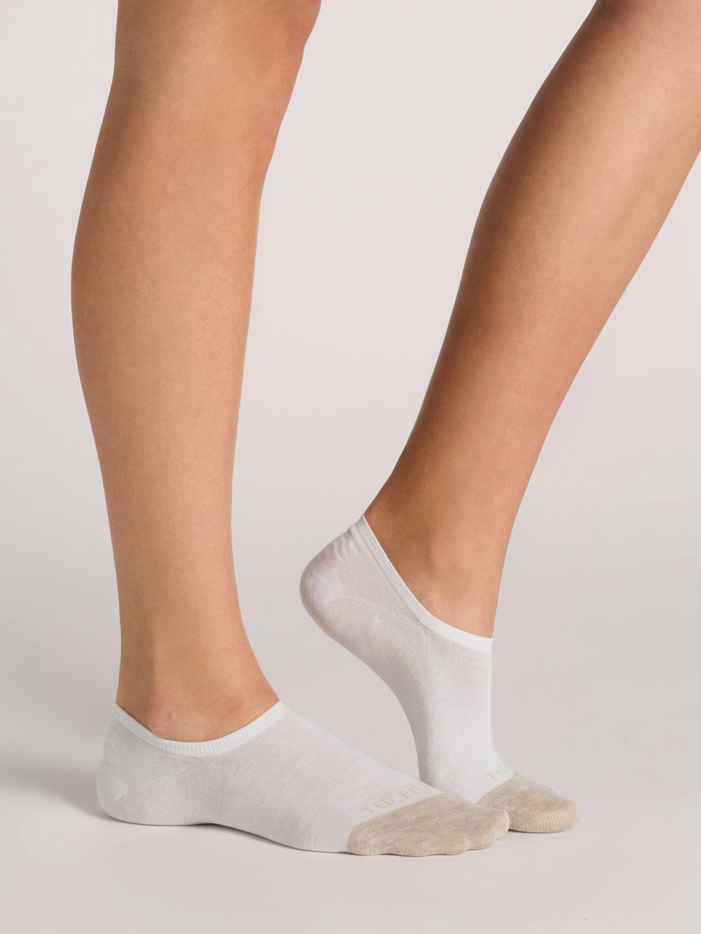 White Ted Baker 3 Pack Contrast Toe Liner Trainer Women Socks | SG  6340-DPJXI
