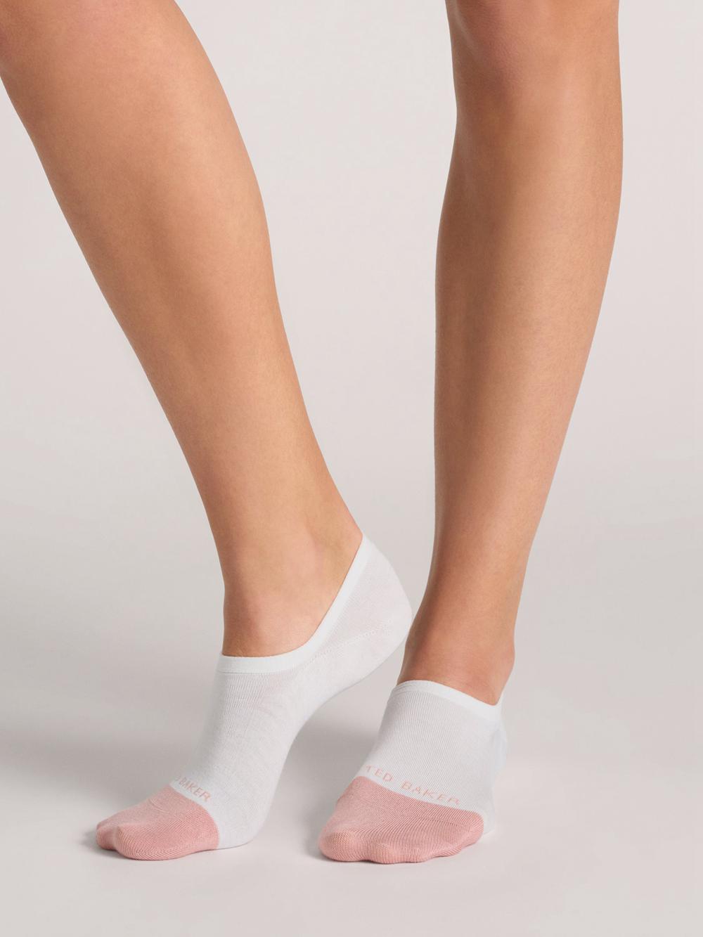 White Ted Baker 3 Pack Contrast Toe Liner Trainer Women Socks | SG  6340-DPJXI