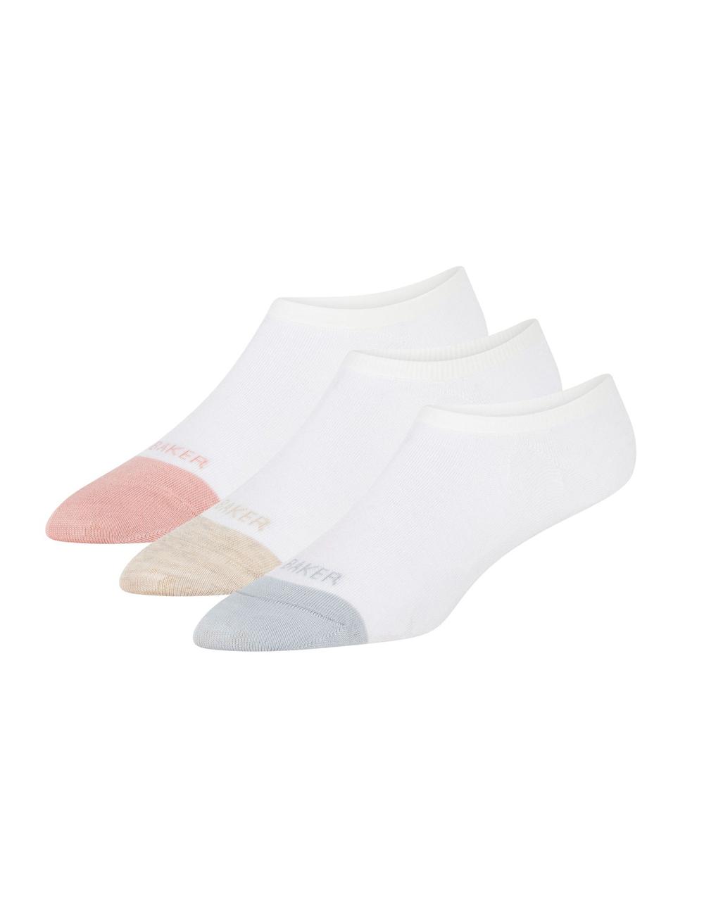 White Ted Baker 3 Pack Contrast Toe Liner Trainer Women Socks | SG  6340-DPJXI