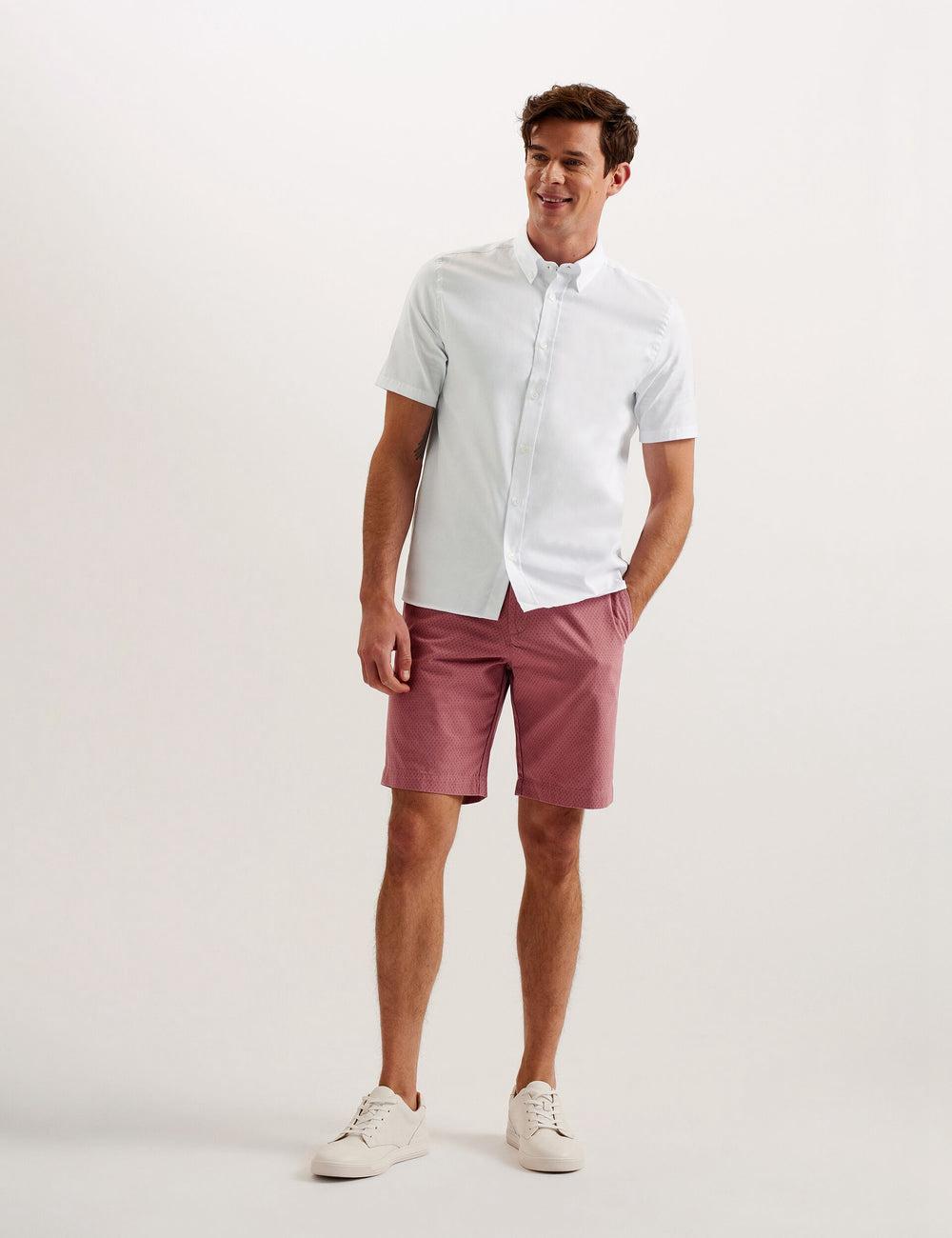 White Ted Baker ALDGTE - Short Sleeve Cotton Oxford Men Casual Shirts | SG  7402-WNZMC